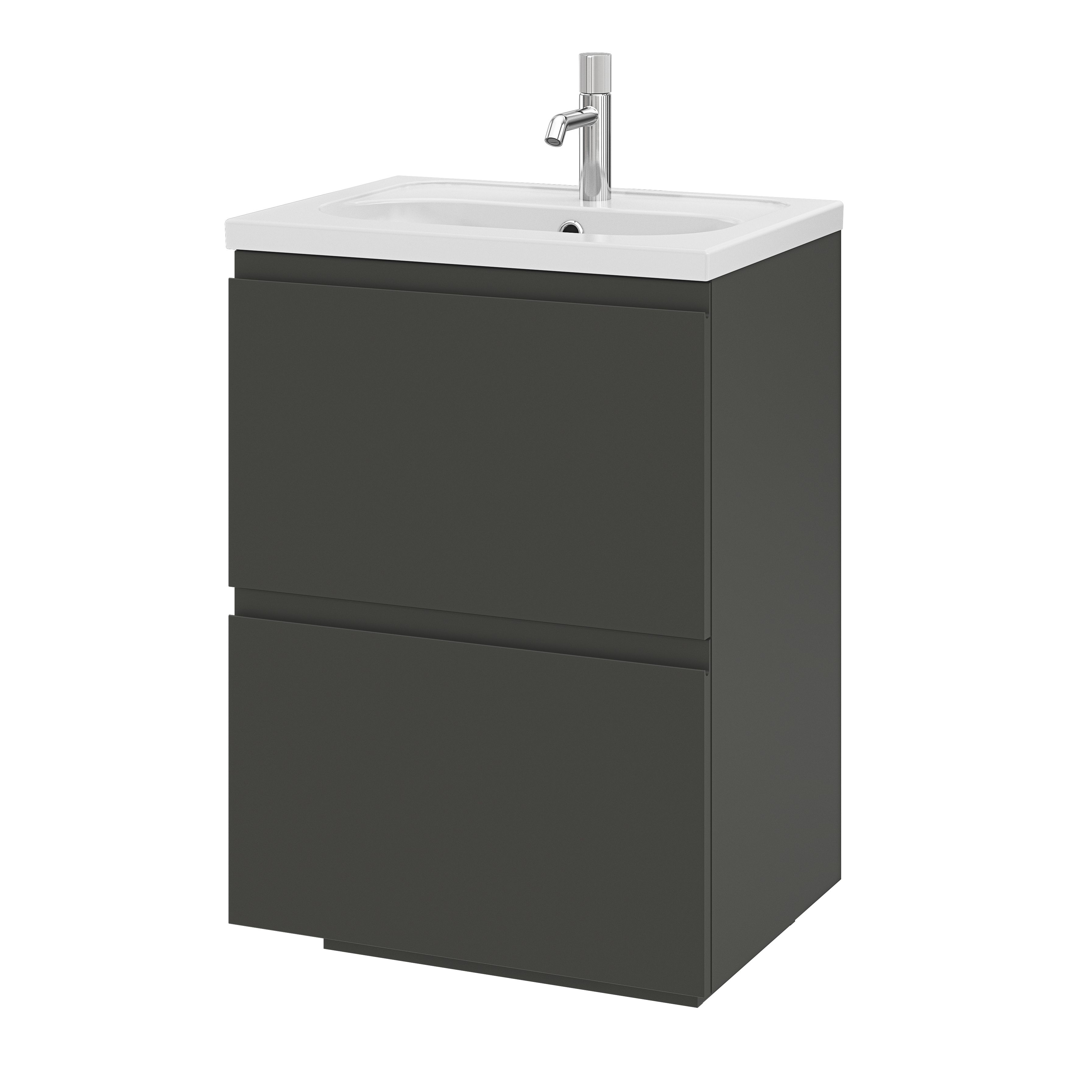 GoodHome Levanna Matt Dark grey Freestanding Vanity unit & basin set (W)600mm (H)850mm