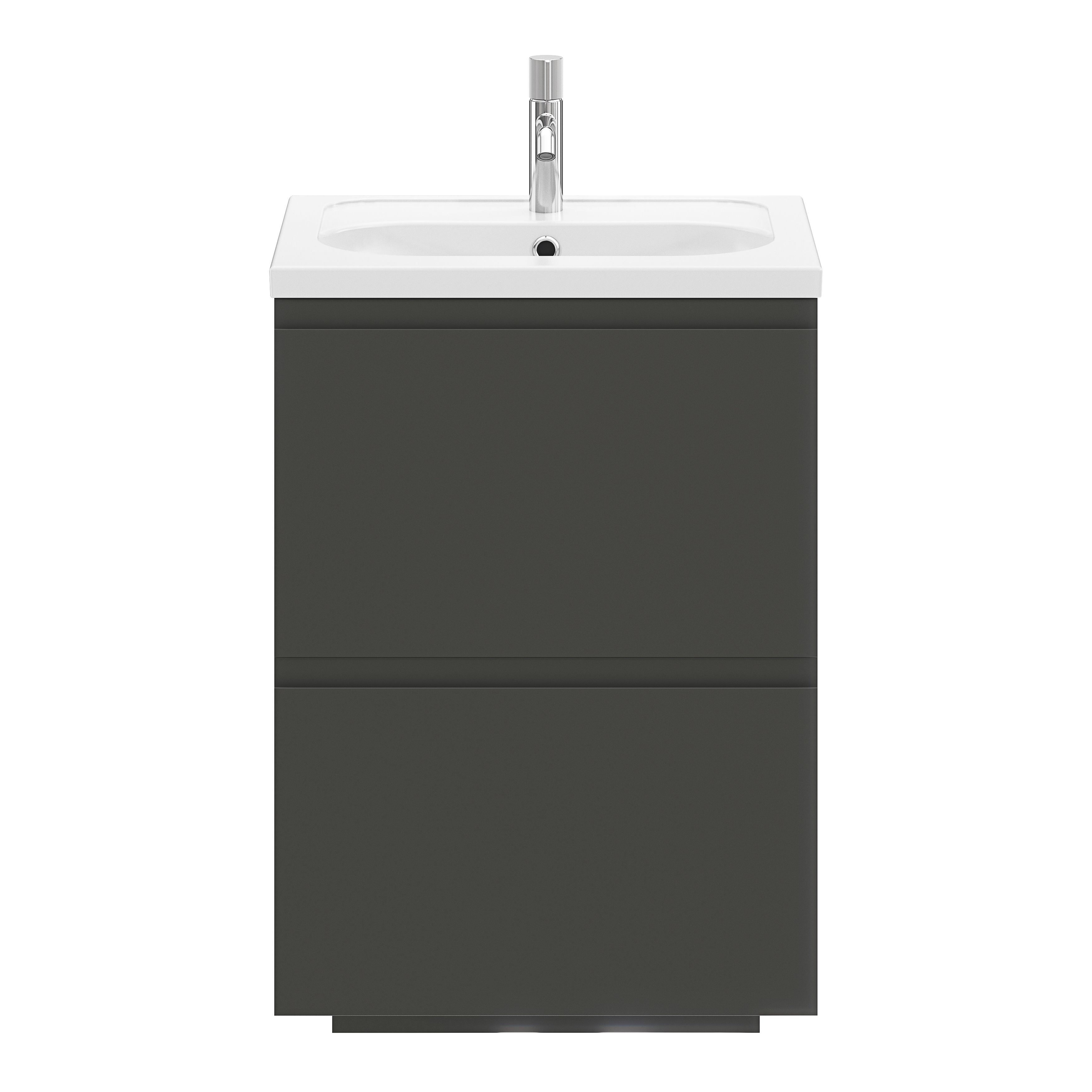 GoodHome Levanna Matt Dark grey Freestanding Vanity unit & basin set (W)600mm (H)850mm