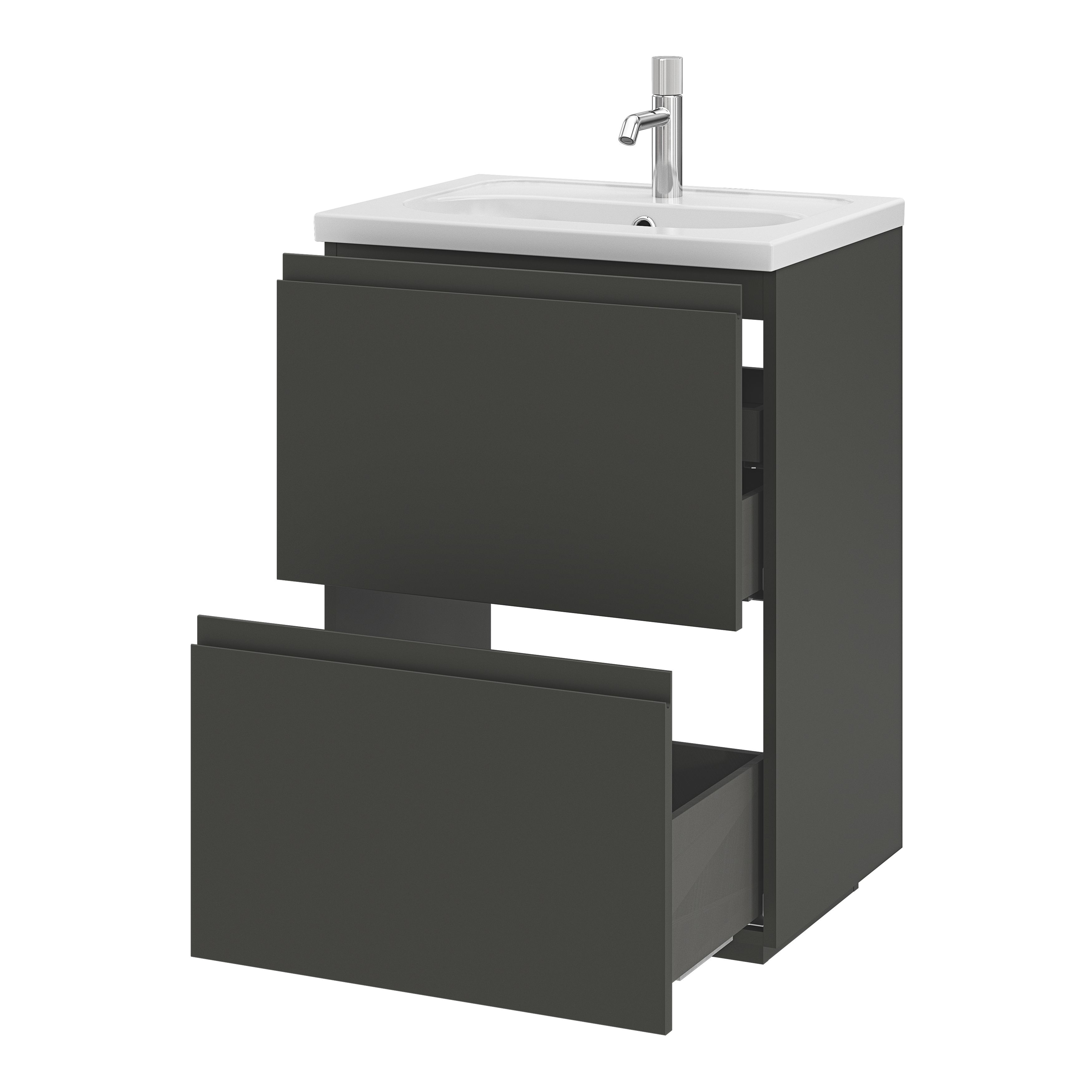 GoodHome Levanna Matt Dark grey Freestanding Vanity unit & basin set (W)600mm (H)850mm