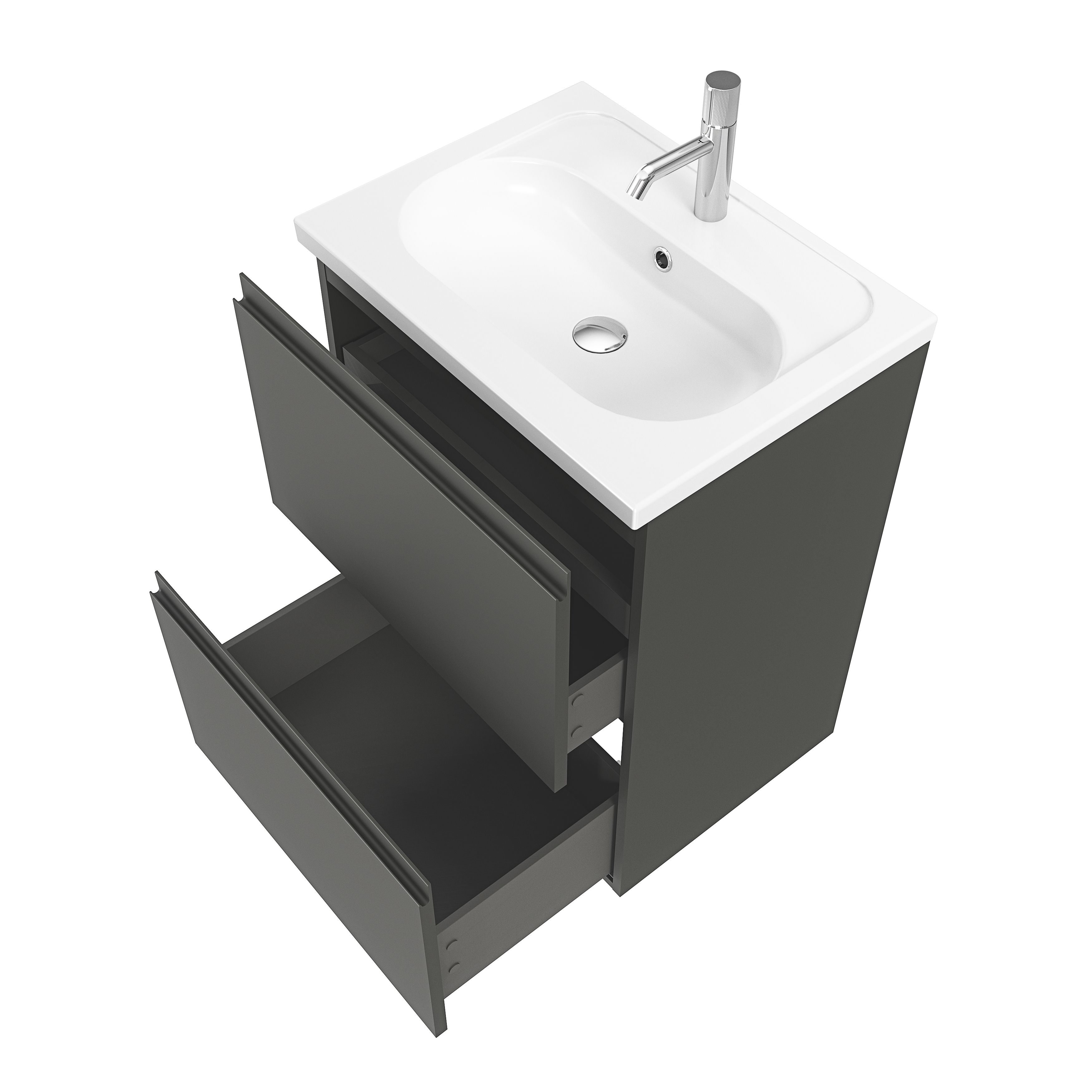 GoodHome Levanna Matt Dark grey Freestanding Vanity unit & basin set (W)600mm (H)850mm