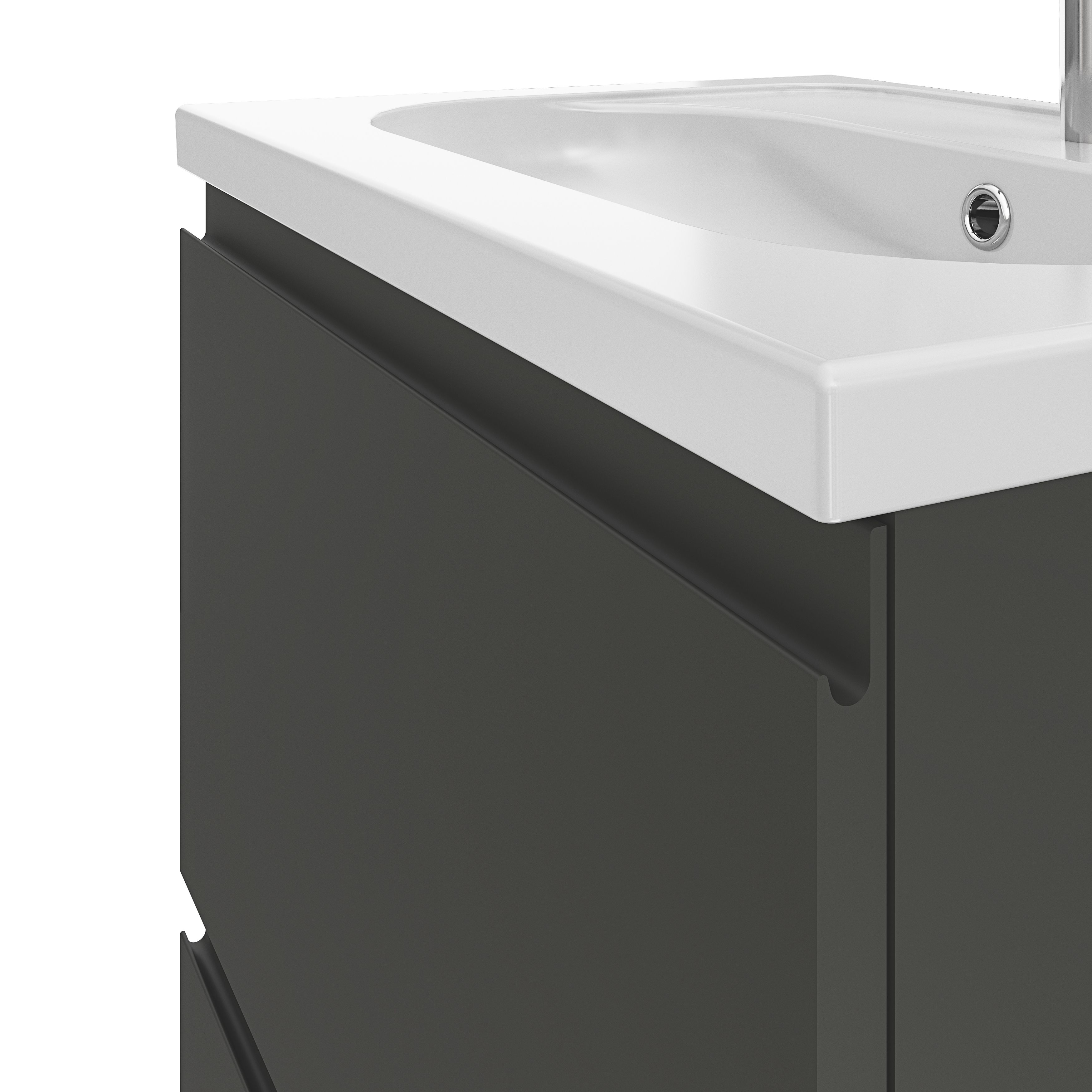 GoodHome Levanna Matt Dark grey Freestanding Vanity unit & basin set (W)600mm (H)850mm
