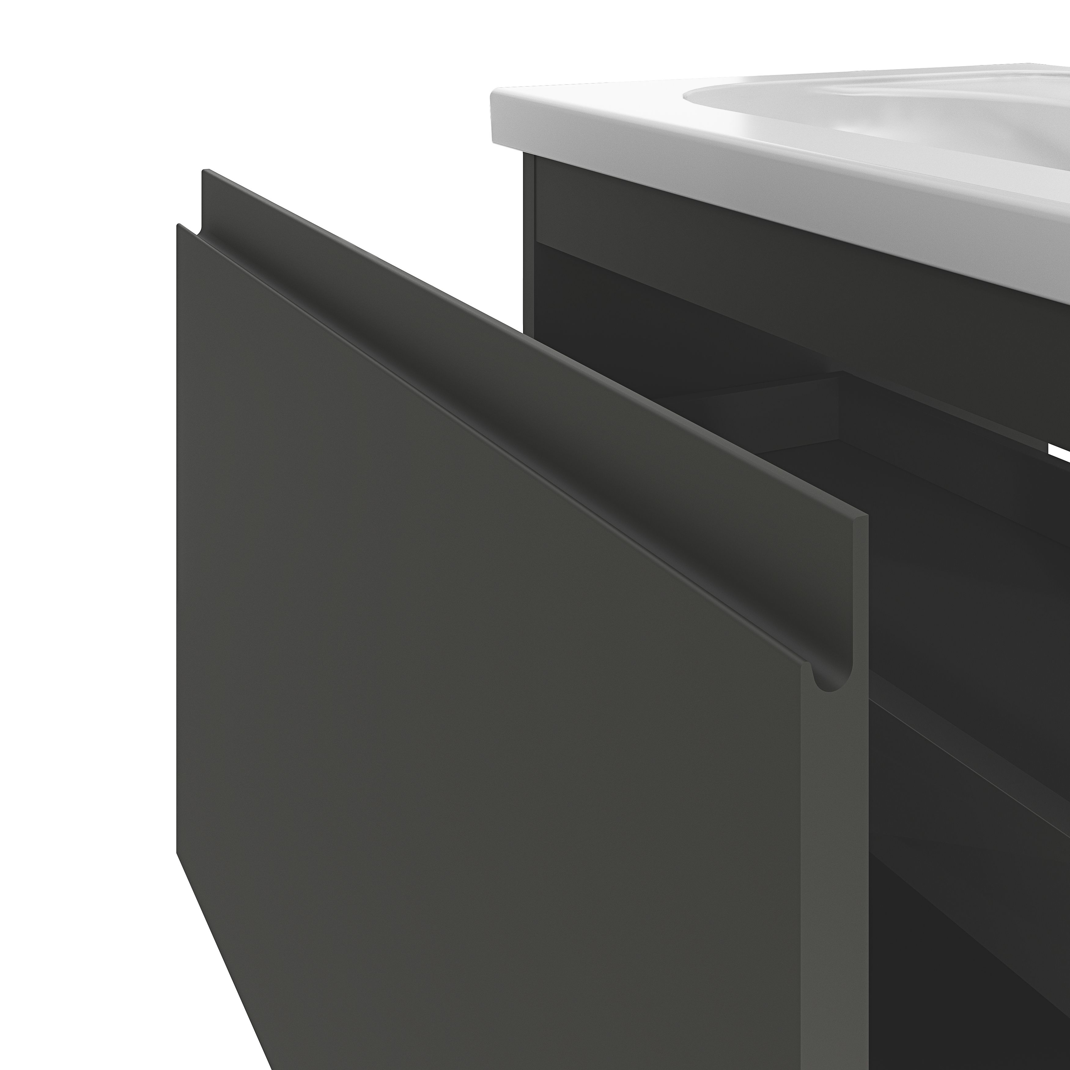 GoodHome Levanna Matt Dark grey Freestanding Vanity unit & basin set (W)600mm (H)850mm