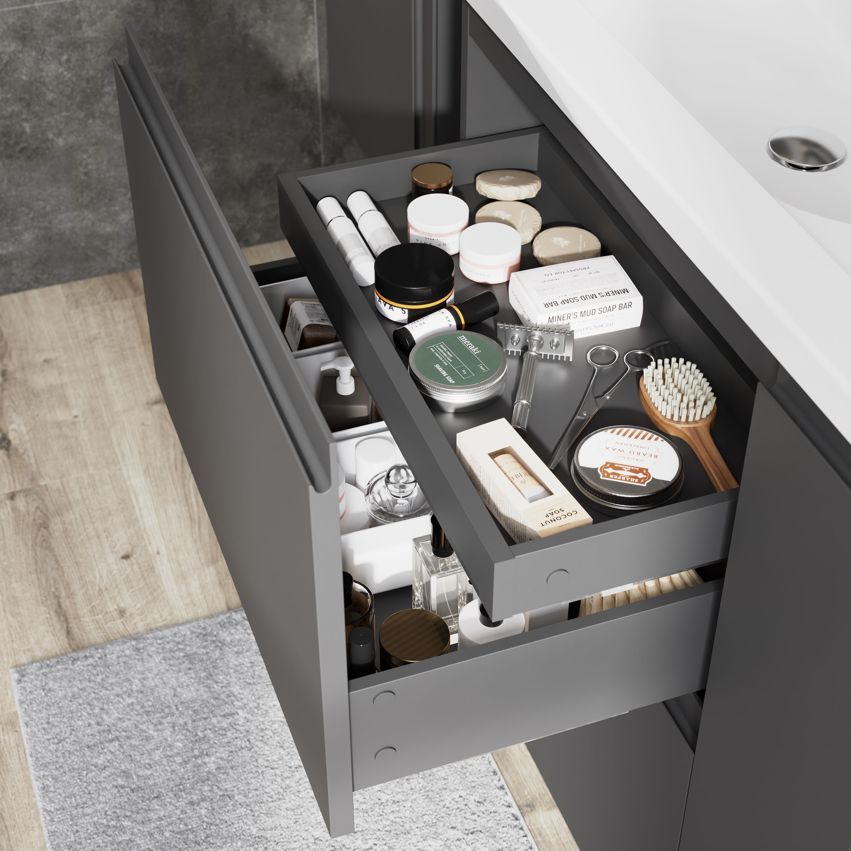 GoodHome Levanna Matt Dark grey Freestanding Vanity unit & basin set (W)800mm (H)850mm