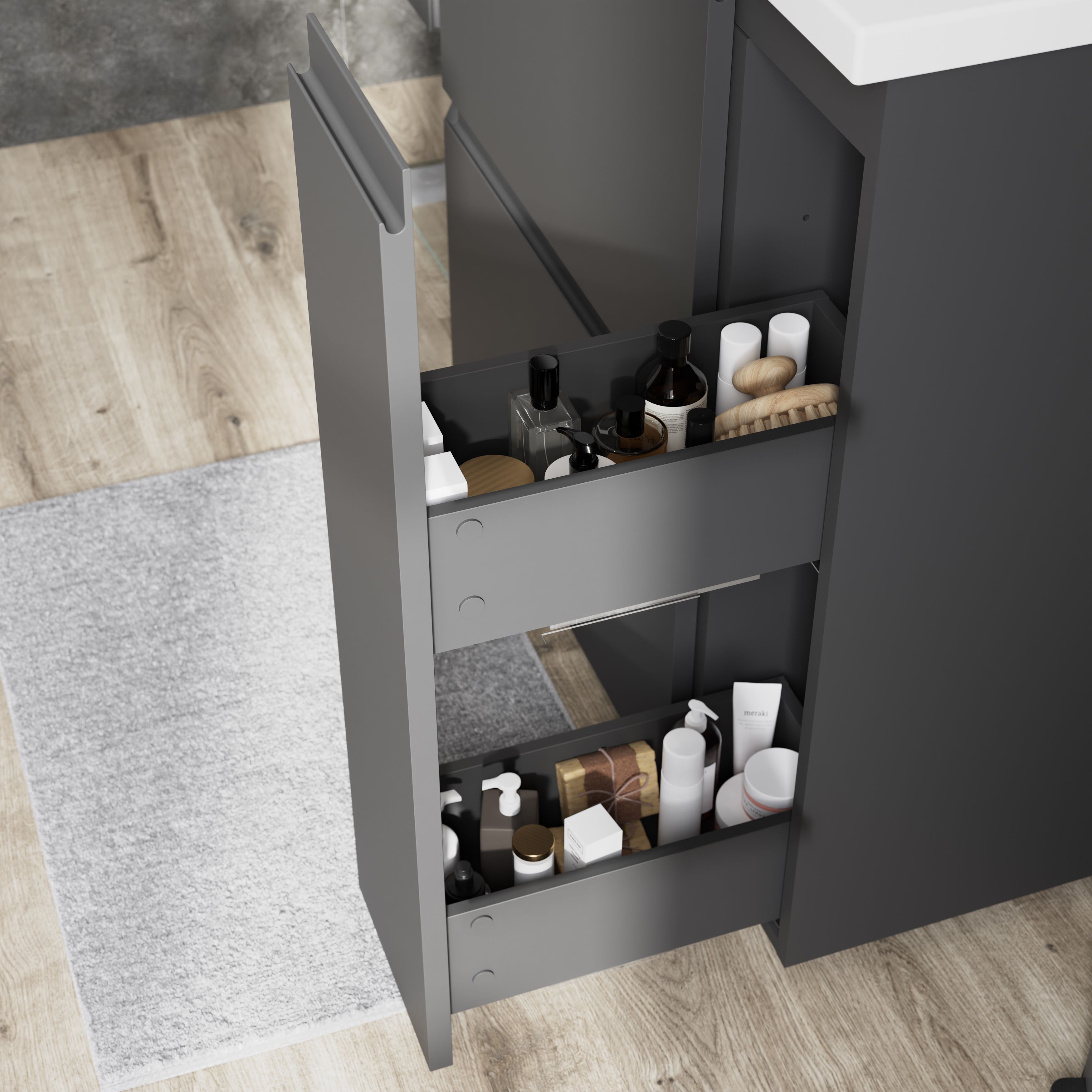 GoodHome Levanna Matt Dark grey Freestanding Vanity unit & basin set (W)800mm (H)850mm