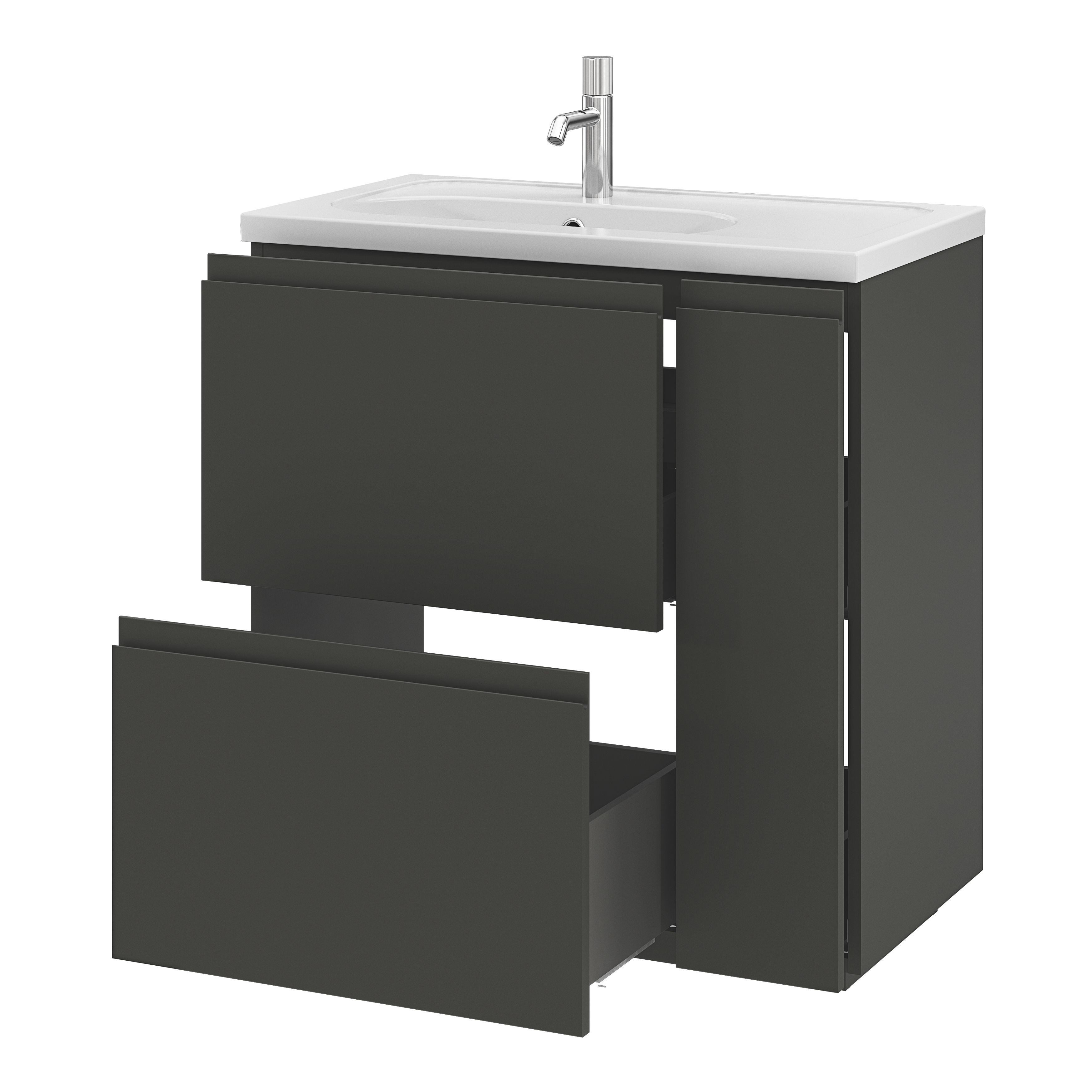GoodHome Levanna Matt Dark grey Freestanding Vanity unit & basin set (W)800mm (H)850mm