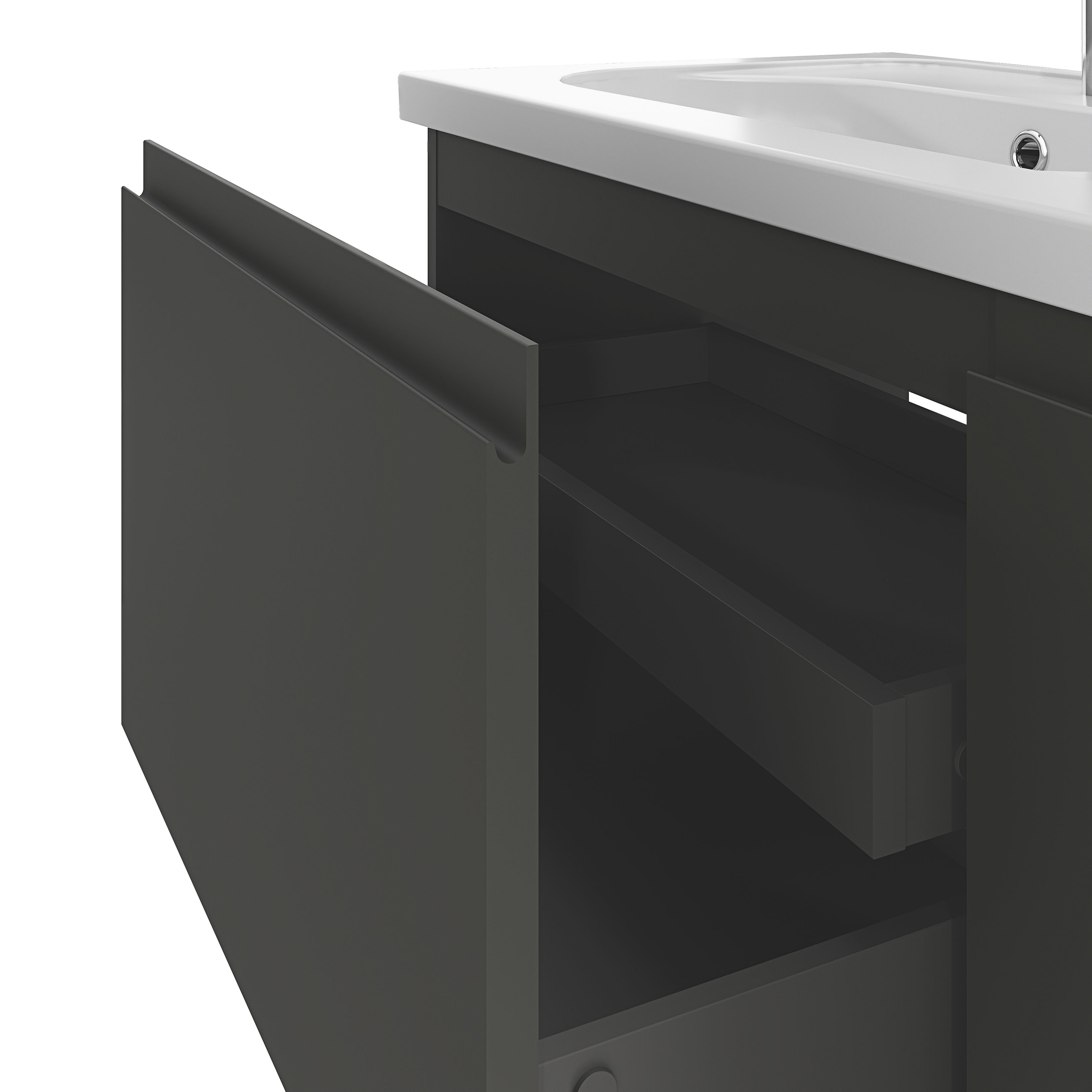 GoodHome Levanna Matt Dark grey Freestanding Vanity unit & basin set (W)800mm (H)850mm