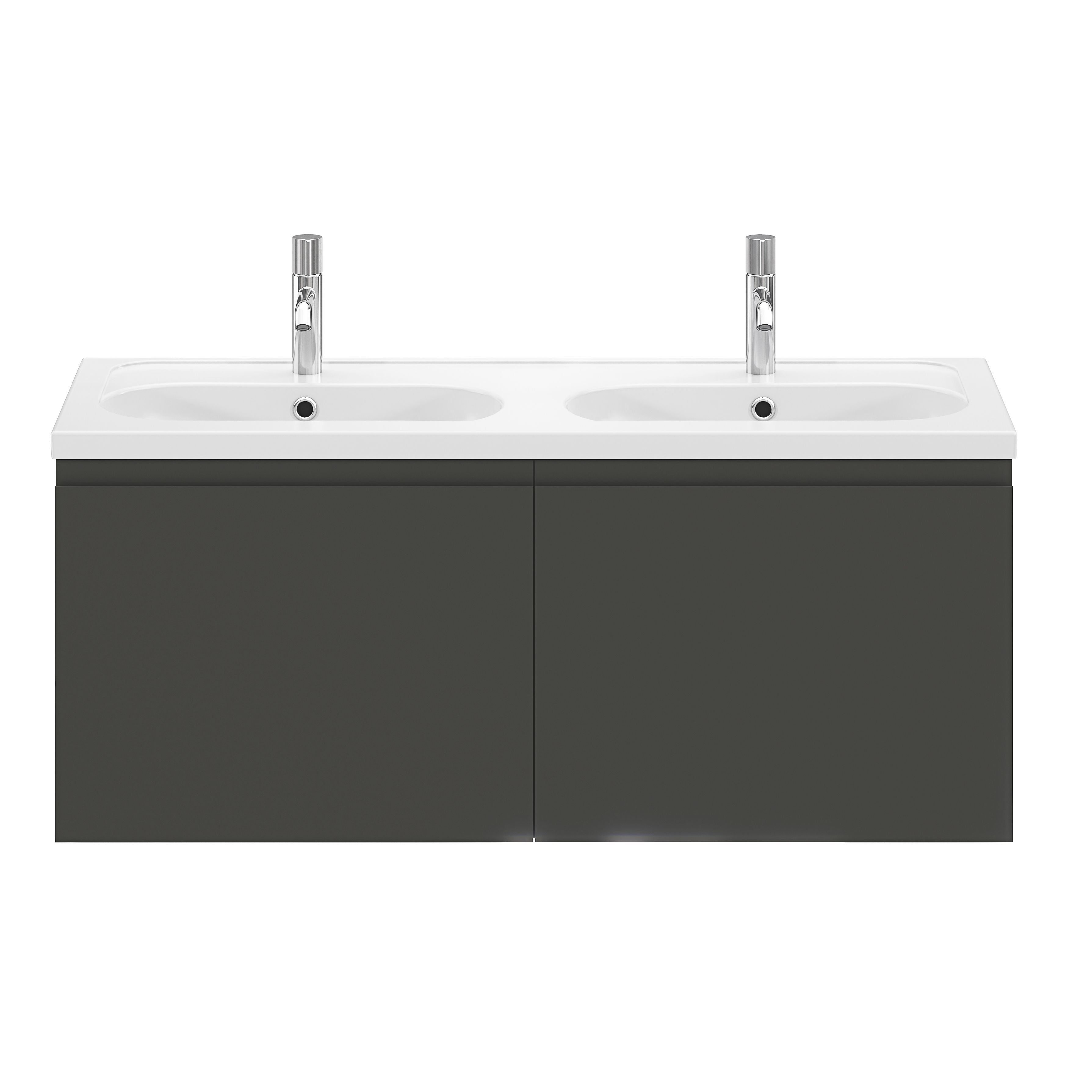 GoodHome Levanna Matt Dark grey Wall-mounted Vanity unit & basin set (W)1200mm (H)480mm