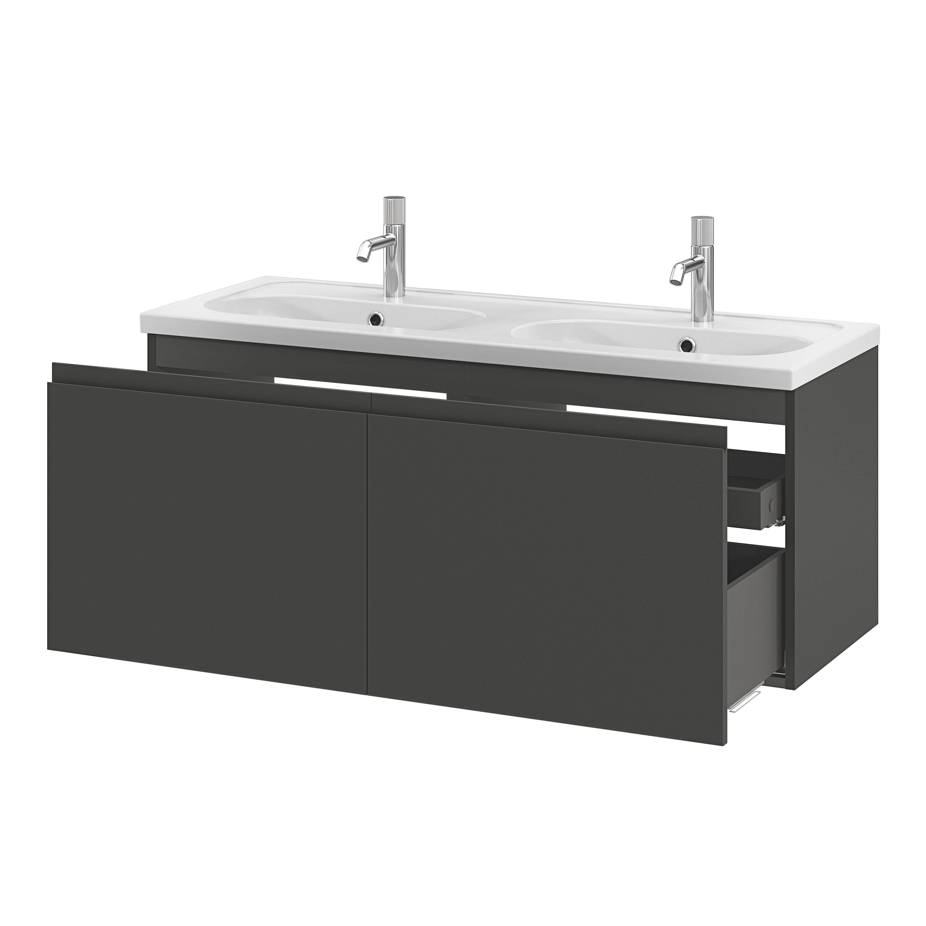 GoodHome Levanna Matt Dark grey Wall-mounted Vanity unit & basin set (W)1200mm (H)480mm