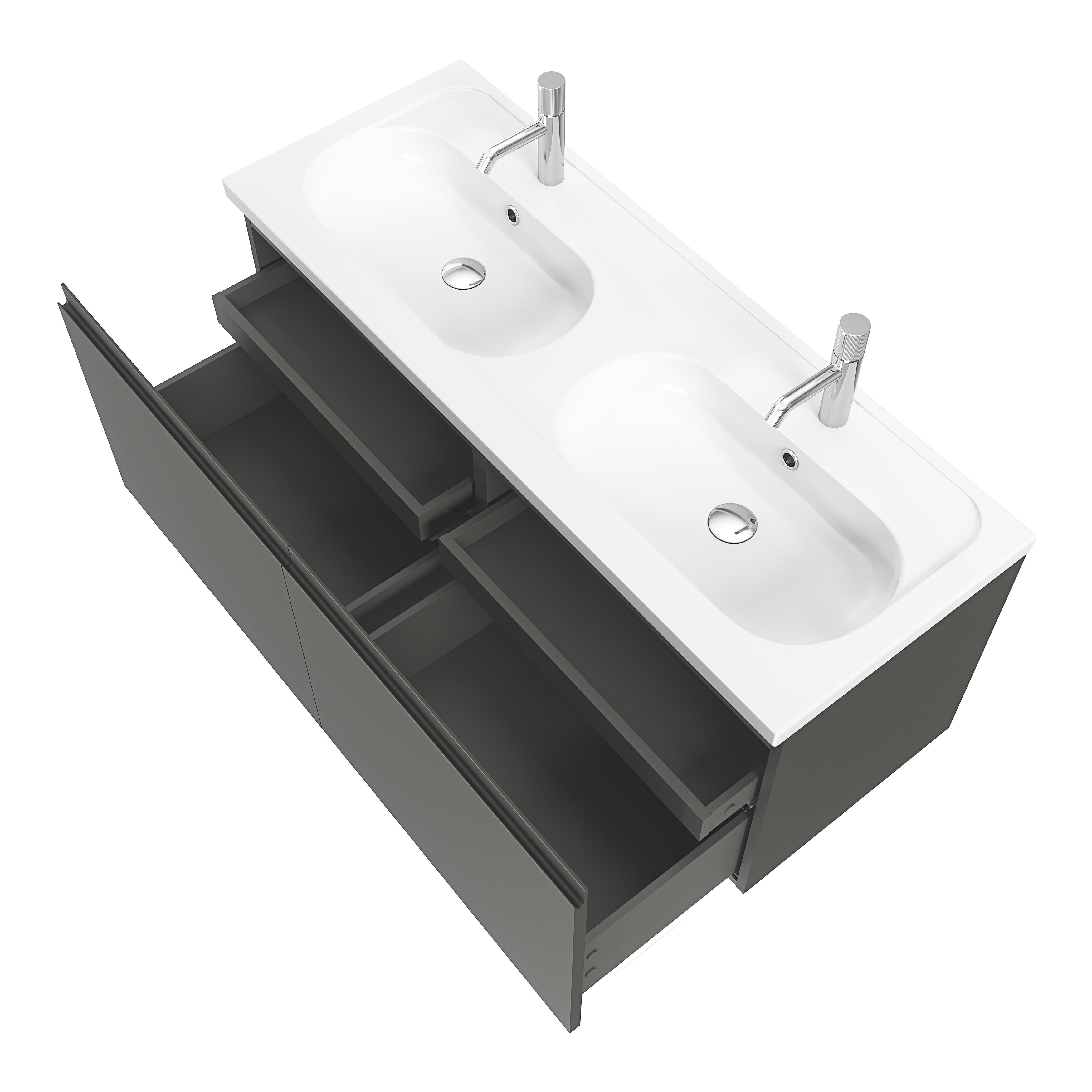 GoodHome Levanna Matt Dark grey Wall-mounted Vanity unit & basin set (W)1200mm (H)480mm