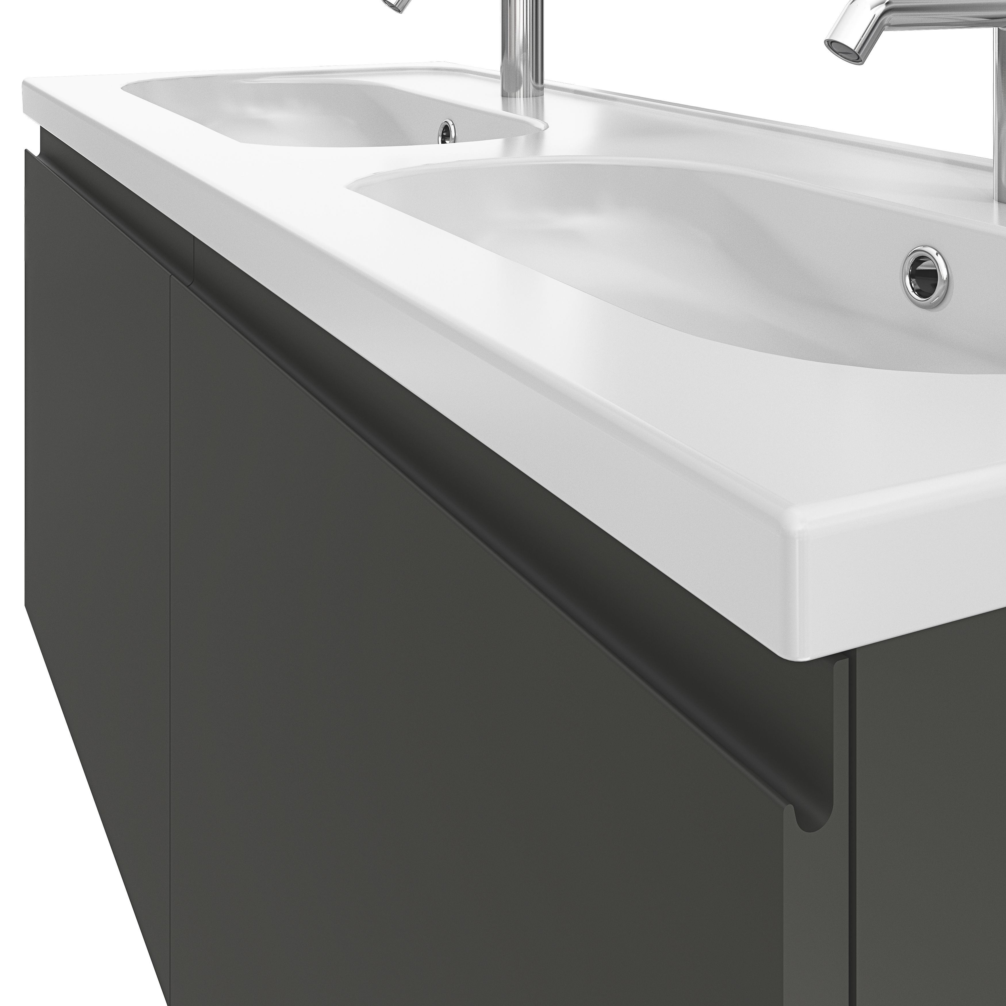 GoodHome Levanna Matt Dark grey Wall-mounted Vanity unit & basin set (W)1200mm (H)480mm