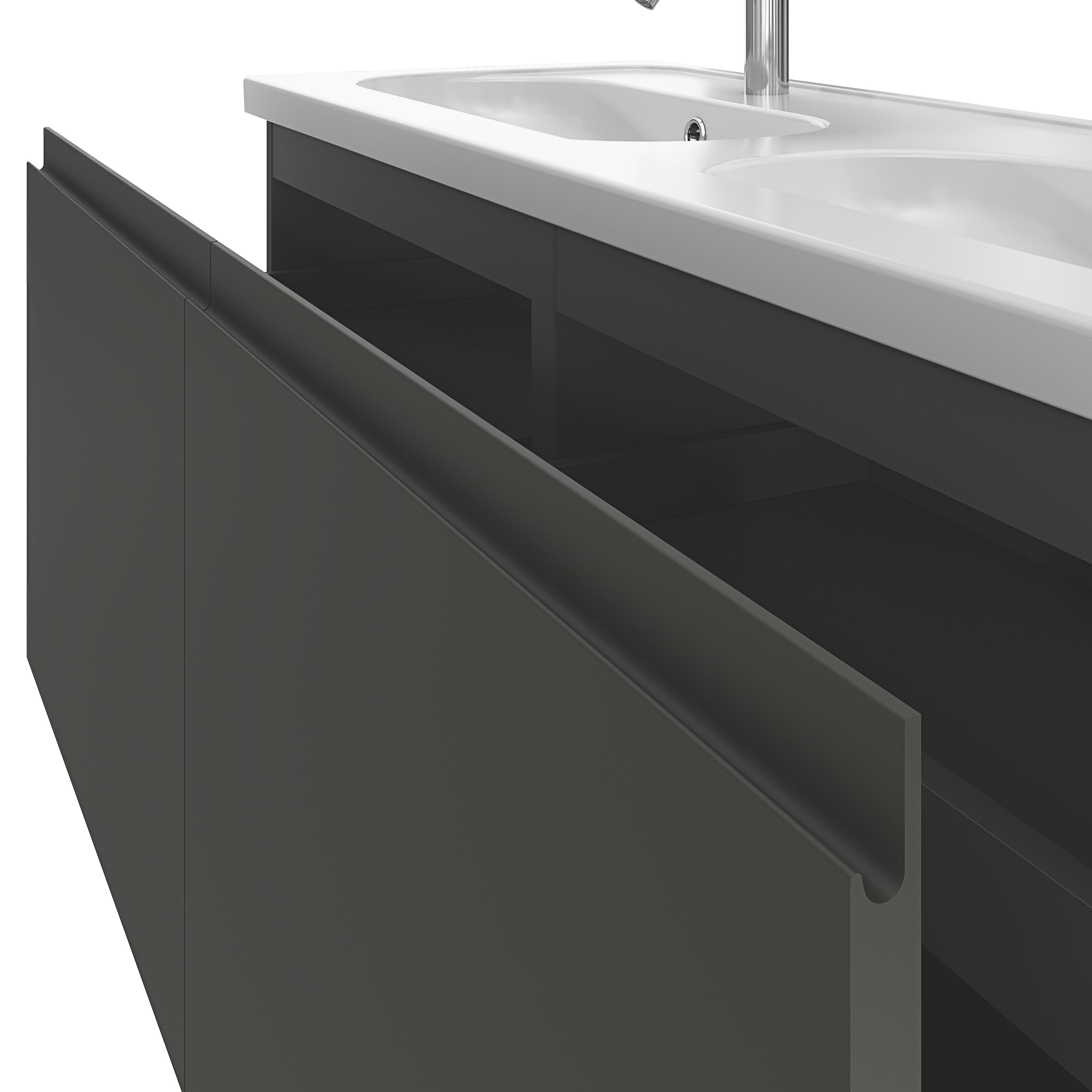 GoodHome Levanna Matt Dark grey Wall-mounted Vanity unit & basin set (W)1200mm (H)480mm