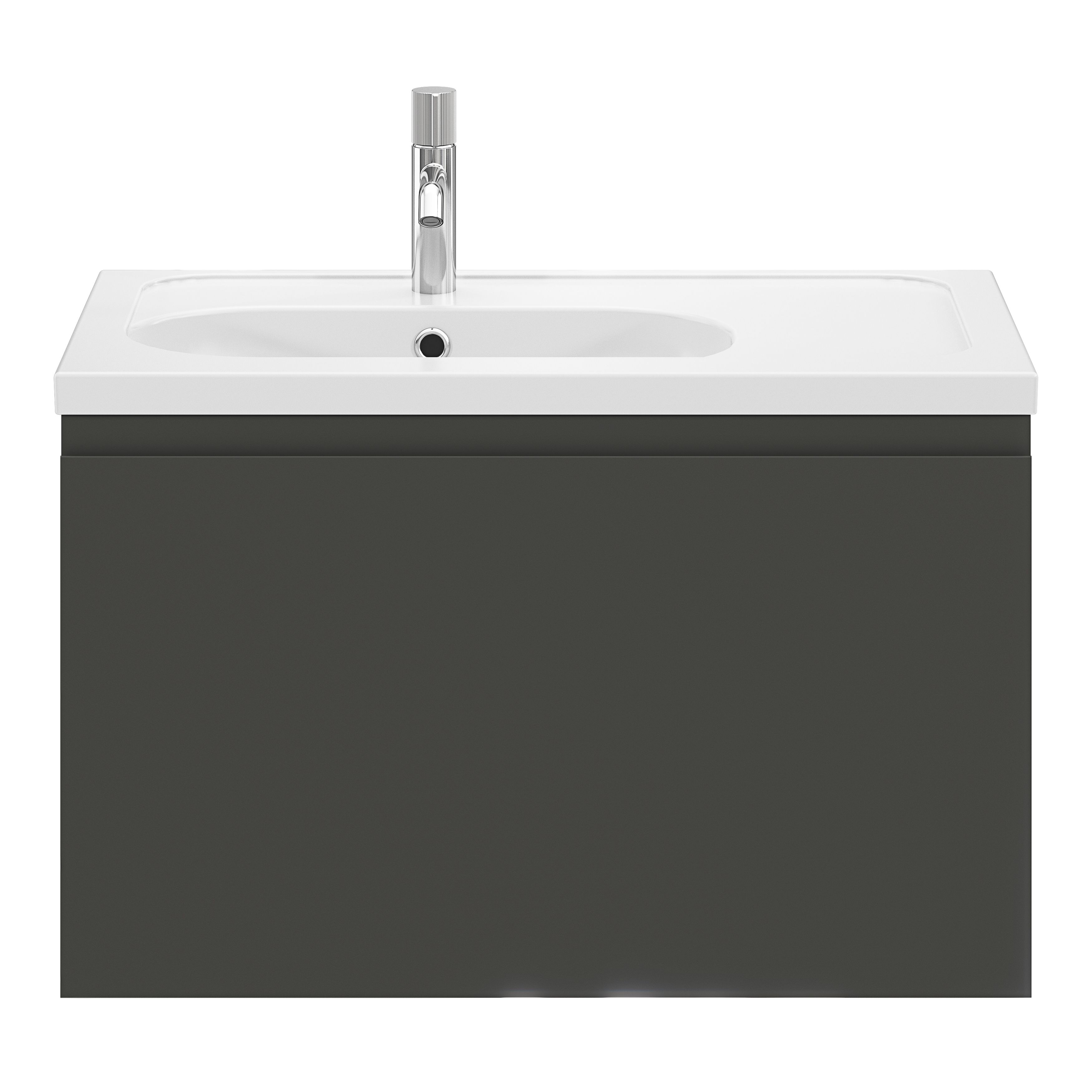 GoodHome Levanna Matt Dark grey Wall-mounted Vanity unit & basin set (W)800mm (H)480mm