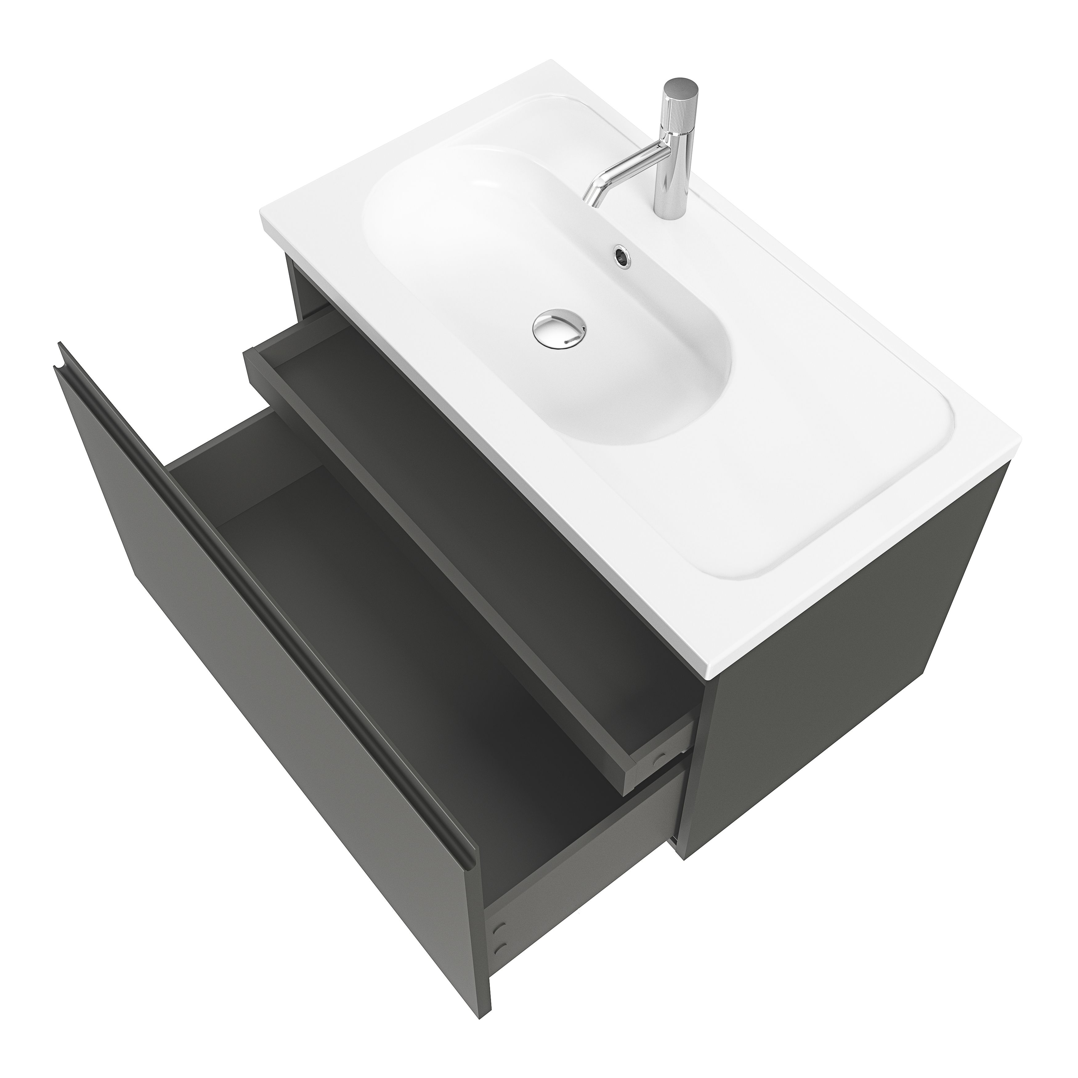 GoodHome Levanna Matt Dark grey Wall-mounted Vanity unit & basin set (W)800mm (H)480mm
