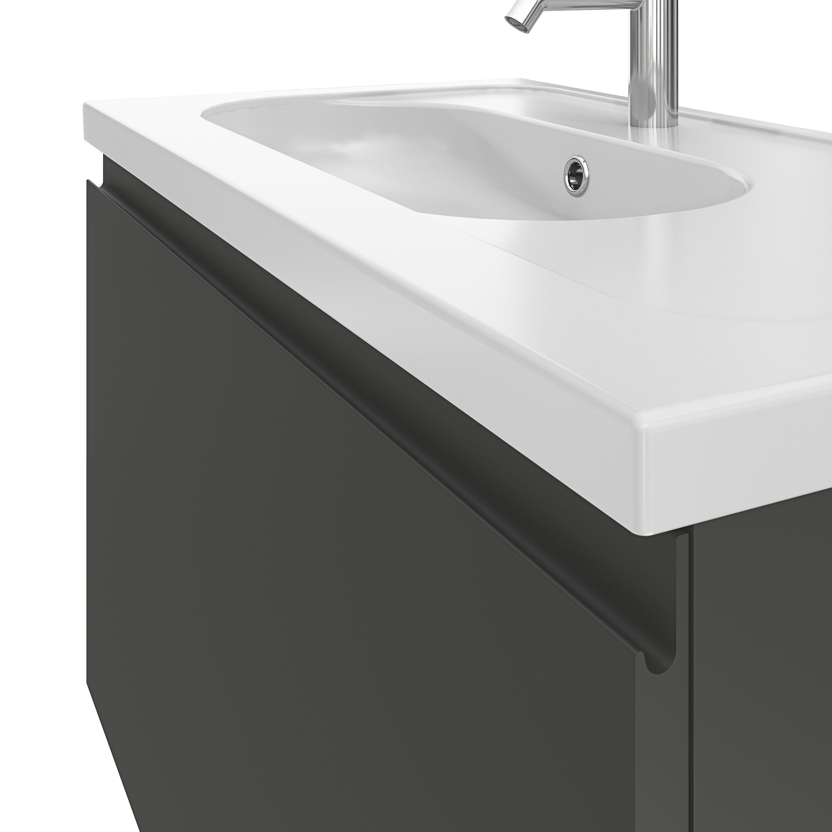 GoodHome Levanna Matt Dark grey Wall-mounted Vanity unit & basin set (W)800mm (H)480mm