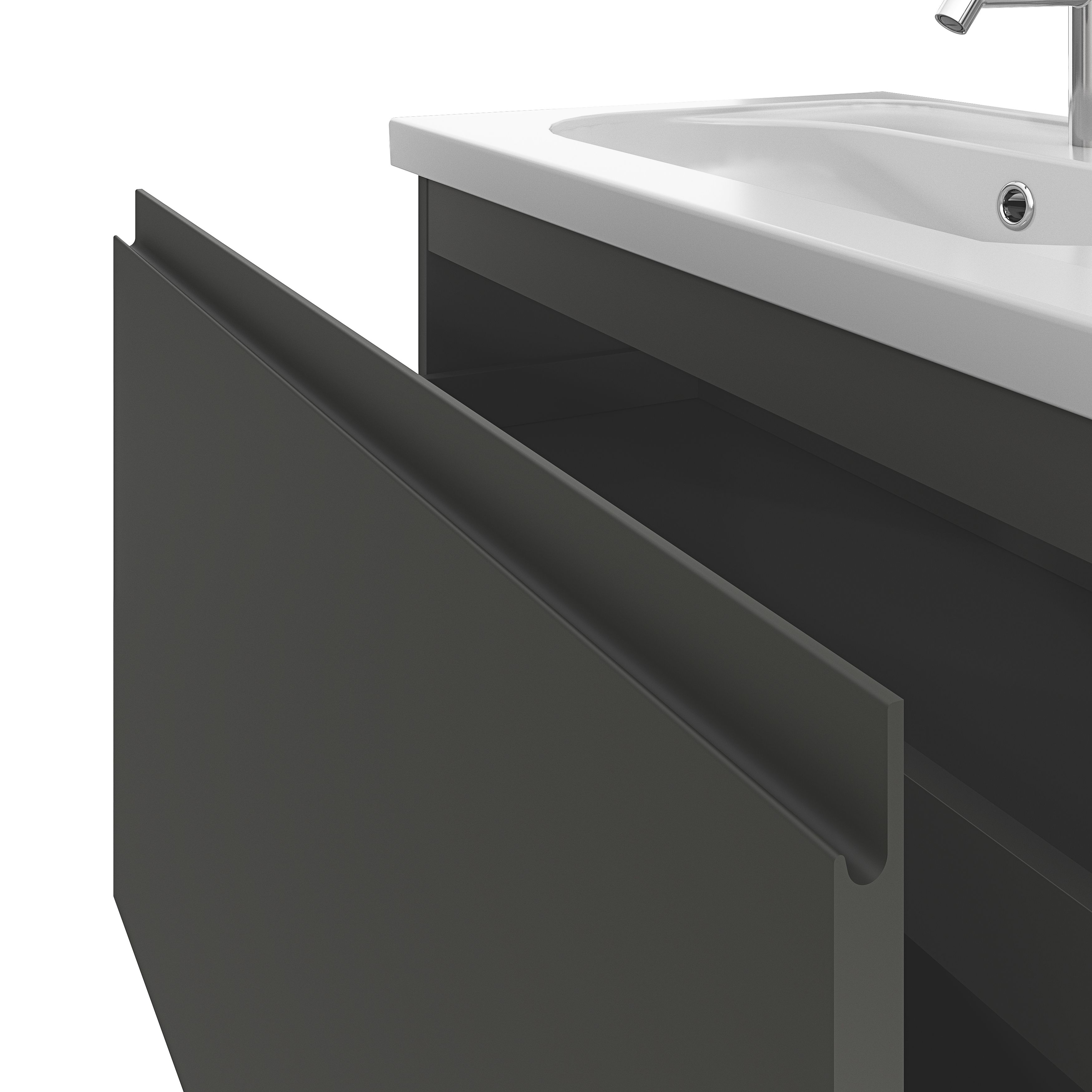 GoodHome Levanna Matt Dark grey Wall-mounted Vanity unit & basin set (W)800mm (H)480mm