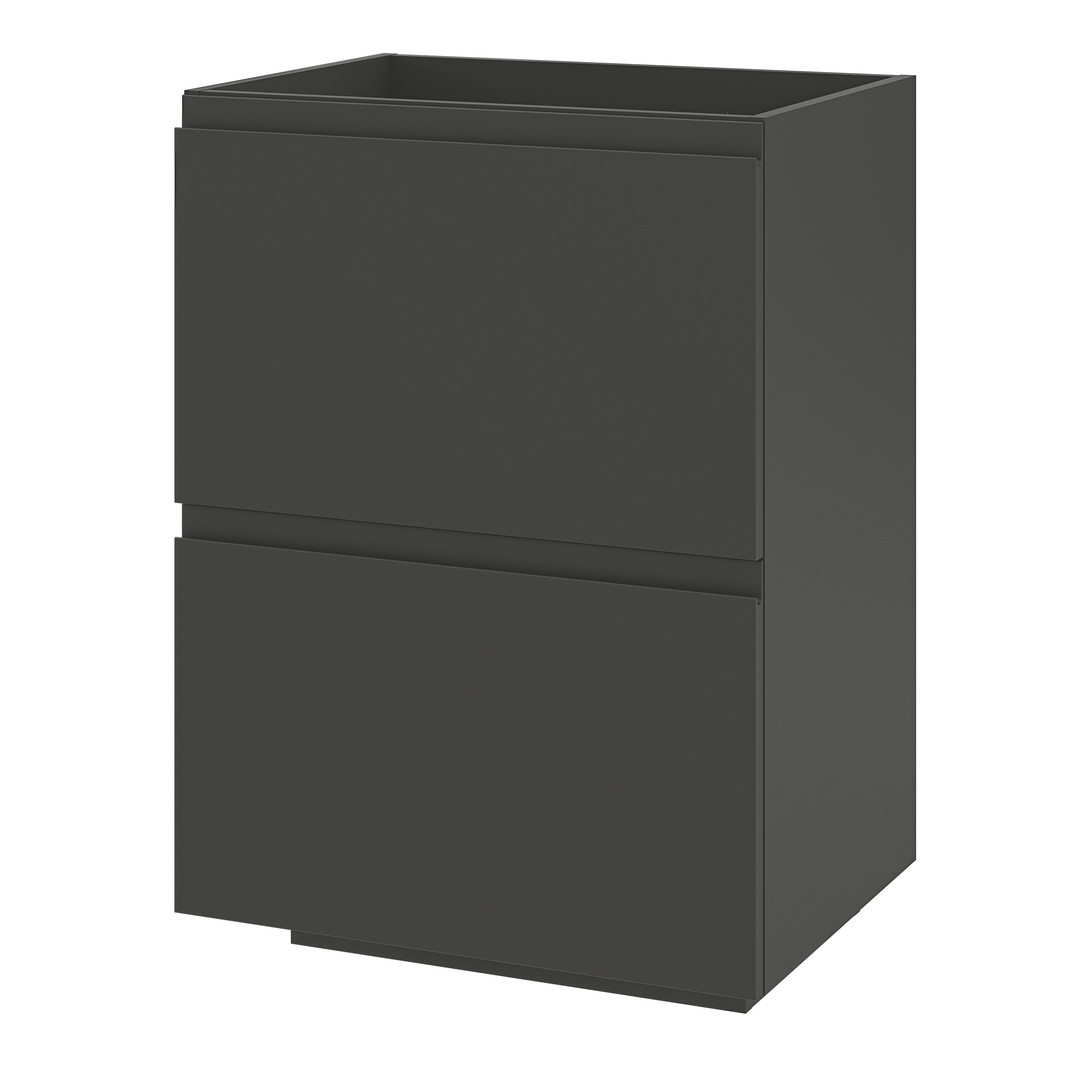 GoodHome Levanna Matt Grey Double Freestanding Bathroom Cabinet (H) 850mm (W) 600mm
