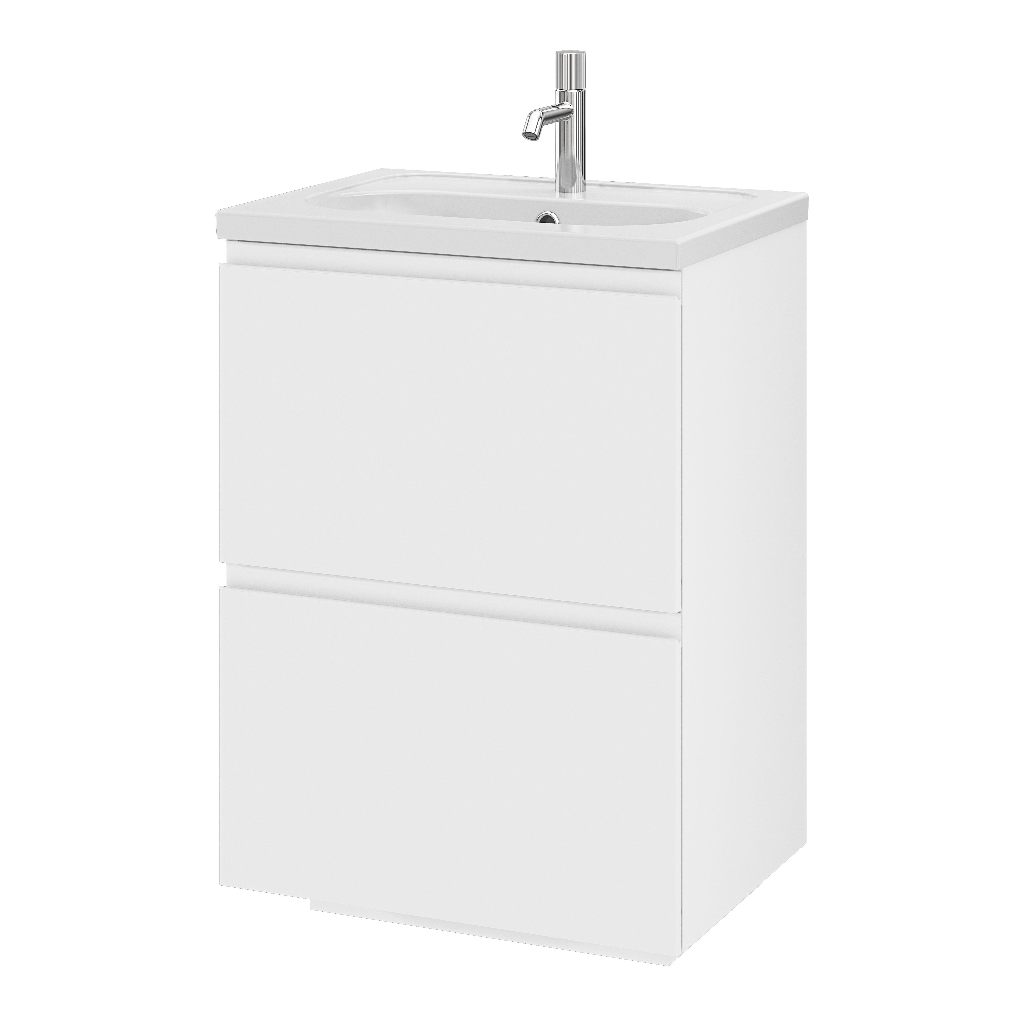GoodHome Levanna Matt White Freestanding Vanity unit & basin set (W)600mm (H)850mm