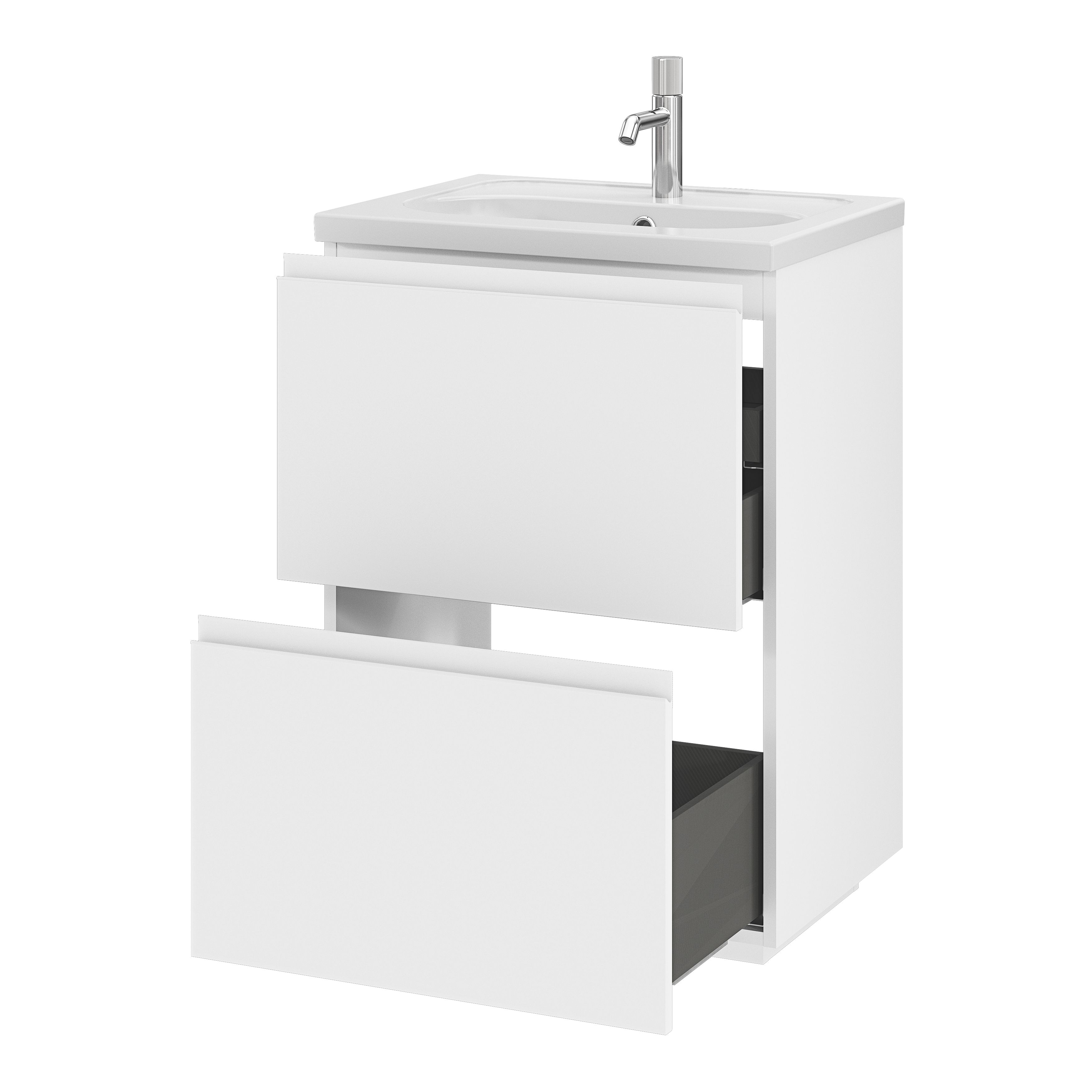 GoodHome Levanna Matt White Freestanding Vanity unit & basin set (W)600mm (H)850mm