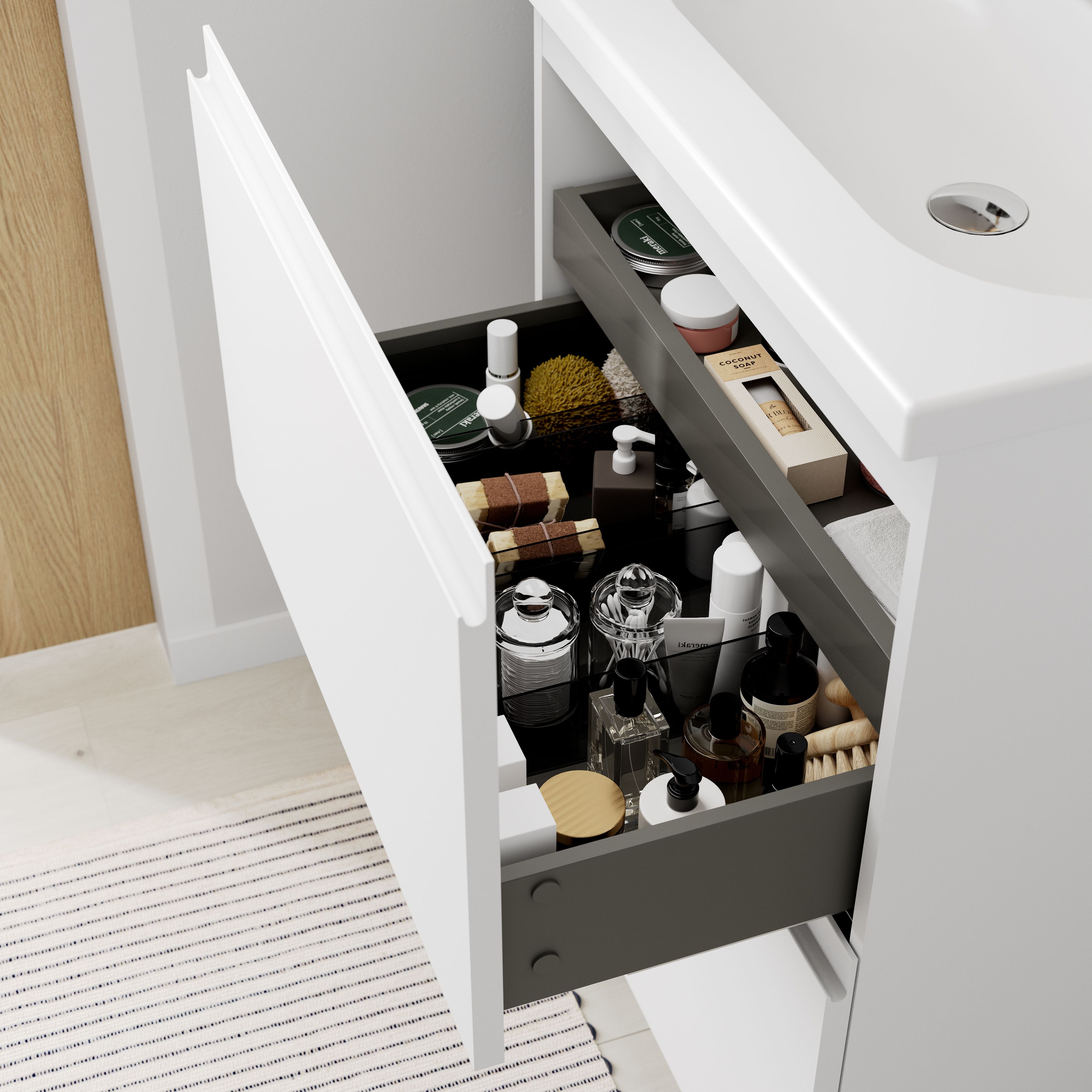GoodHome Levanna Matt White Freestanding Vanity unit & basin set (W)600mm (H)850mm