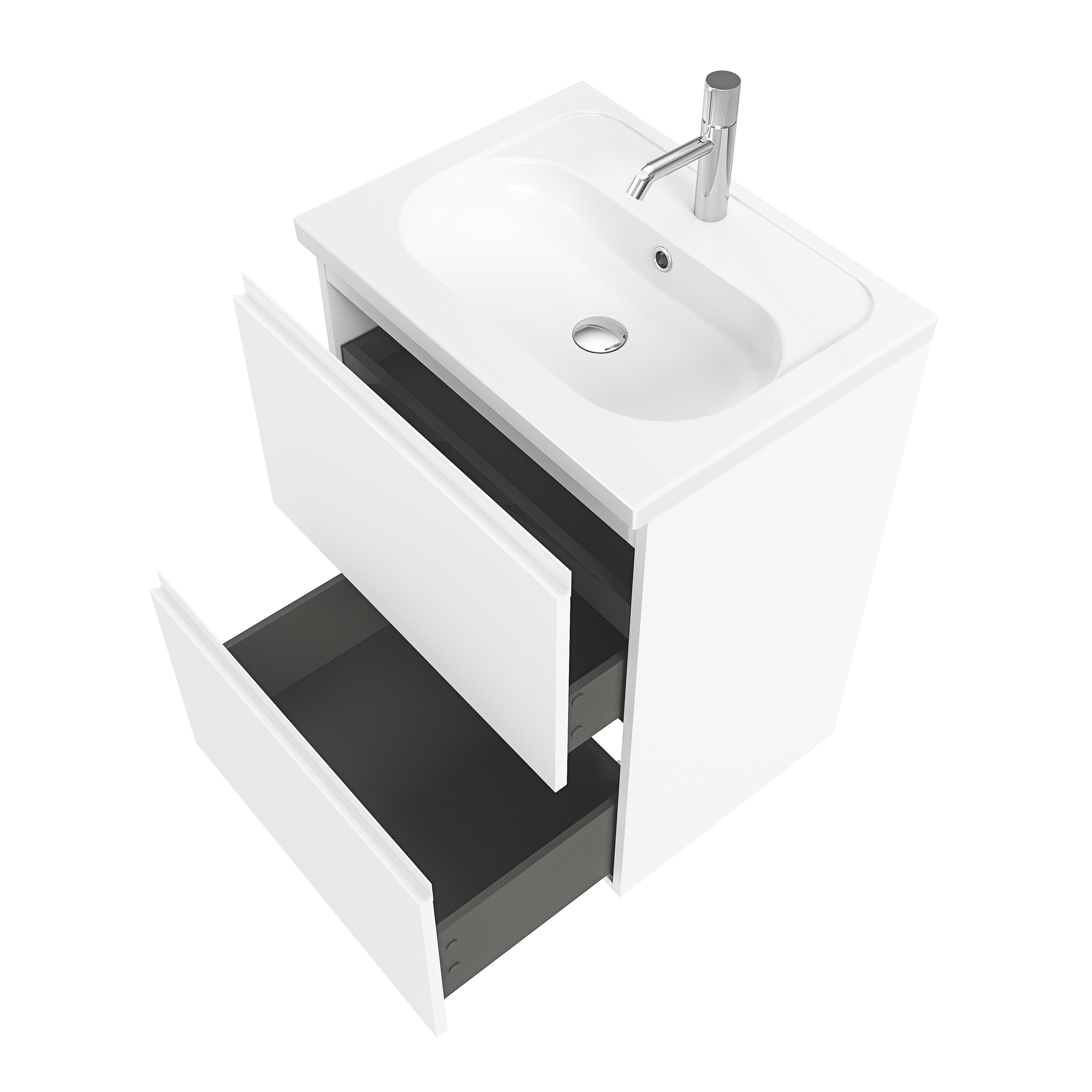 GoodHome Levanna Matt White Freestanding Vanity unit & basin set (W)600mm (H)850mm