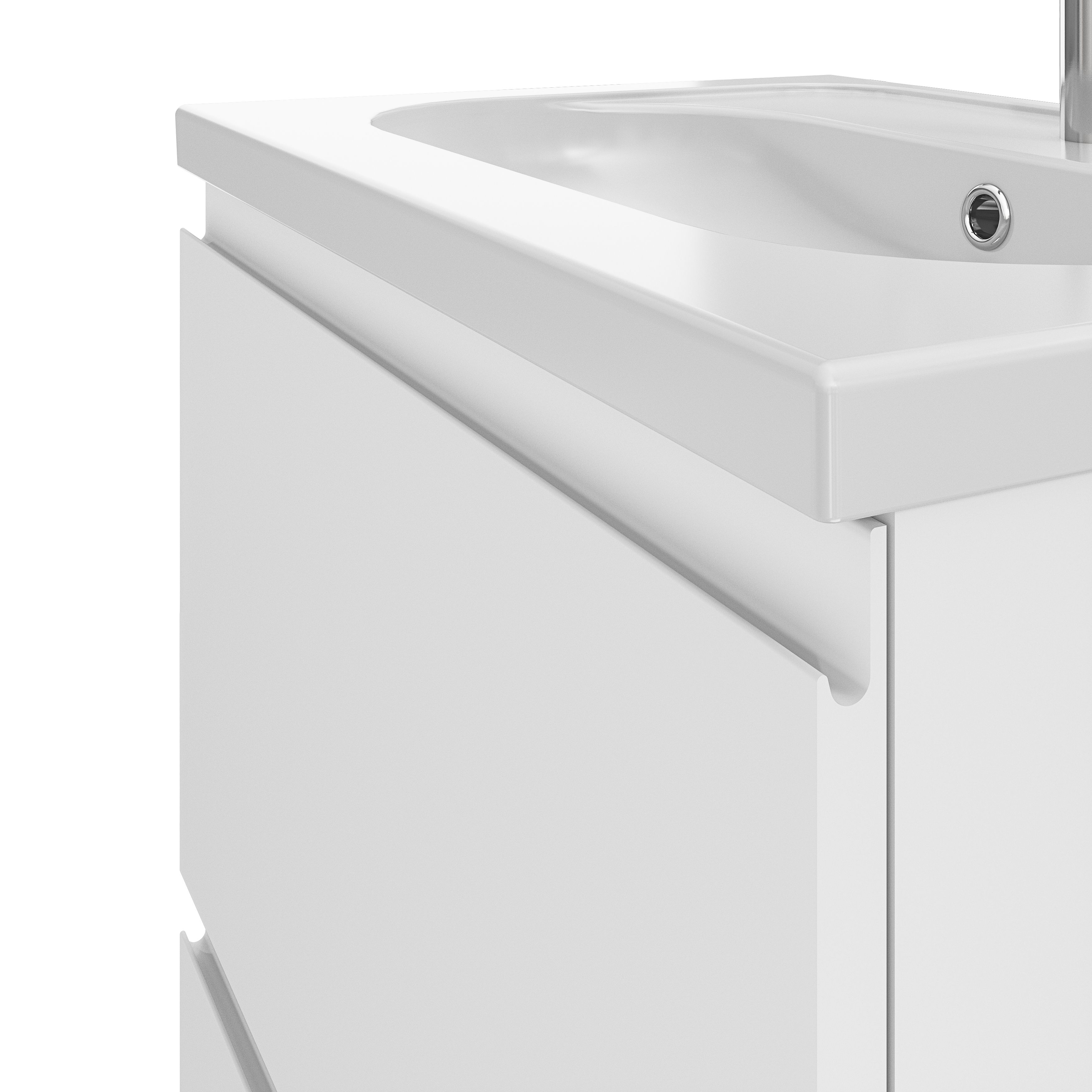 GoodHome Levanna Matt White Freestanding Vanity unit & basin set (W)600mm (H)850mm