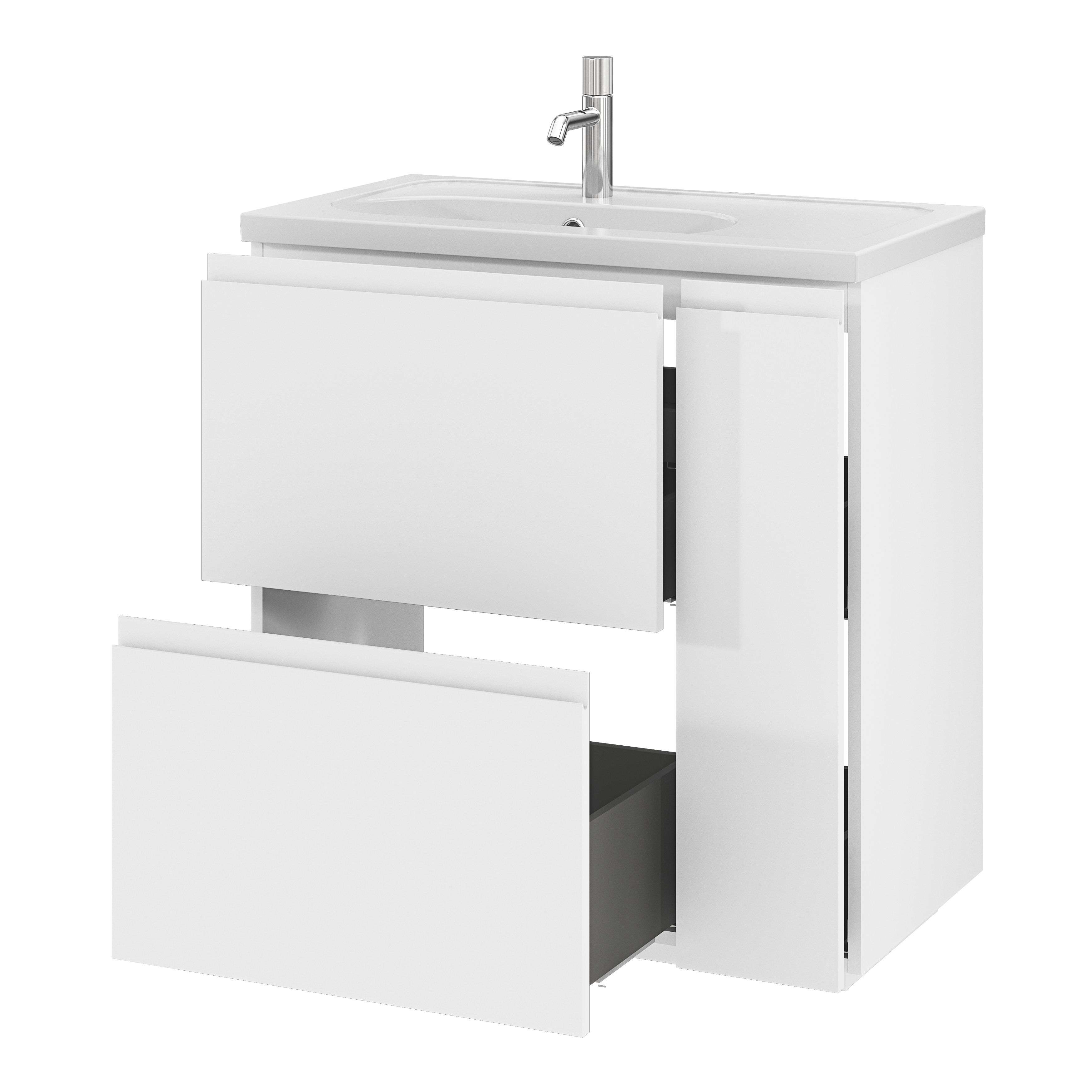 GoodHome Levanna Matt White Freestanding Vanity unit & basin set (W)800mm (H)850mm