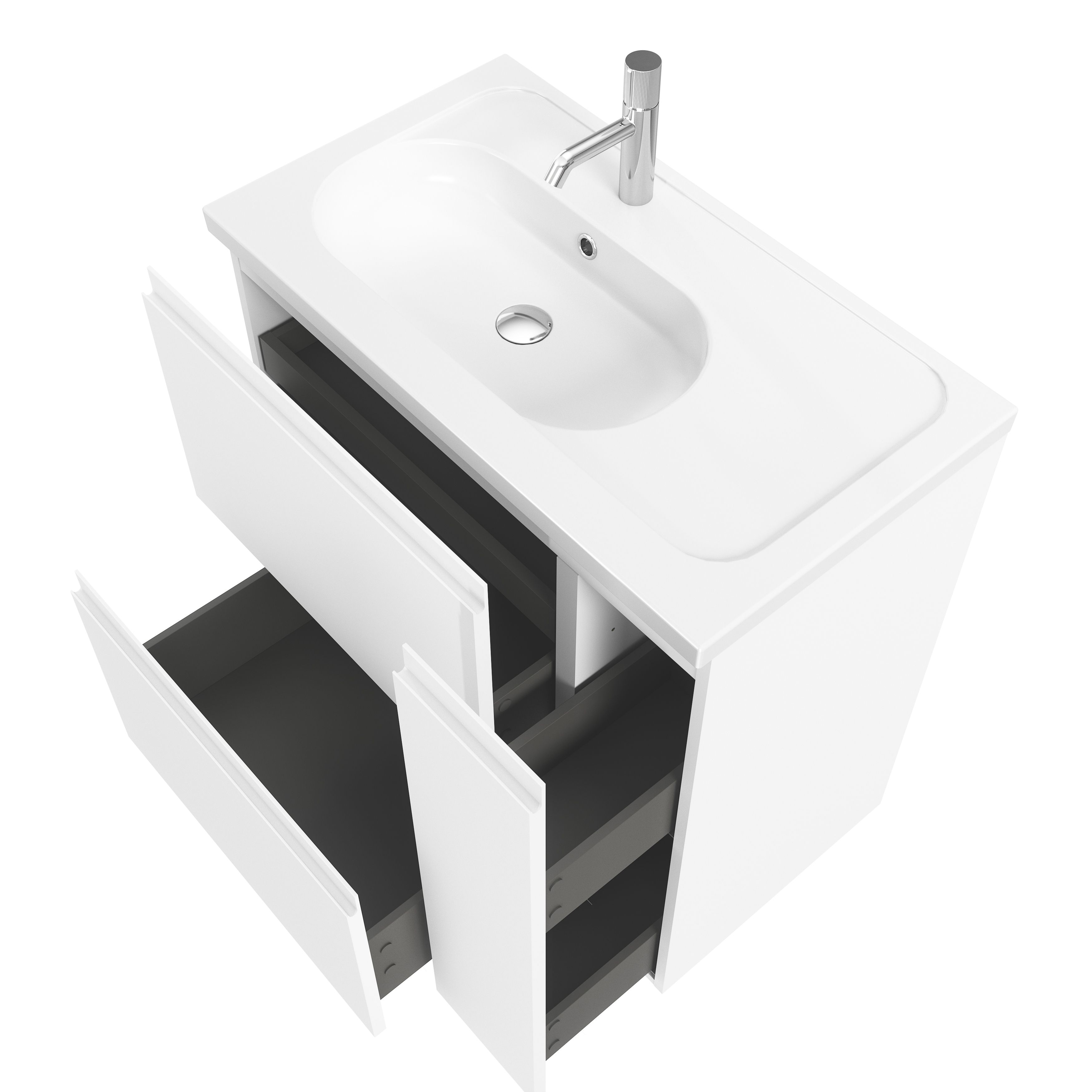 GoodHome Levanna Matt White Freestanding Vanity unit & basin set (W)800mm (H)850mm