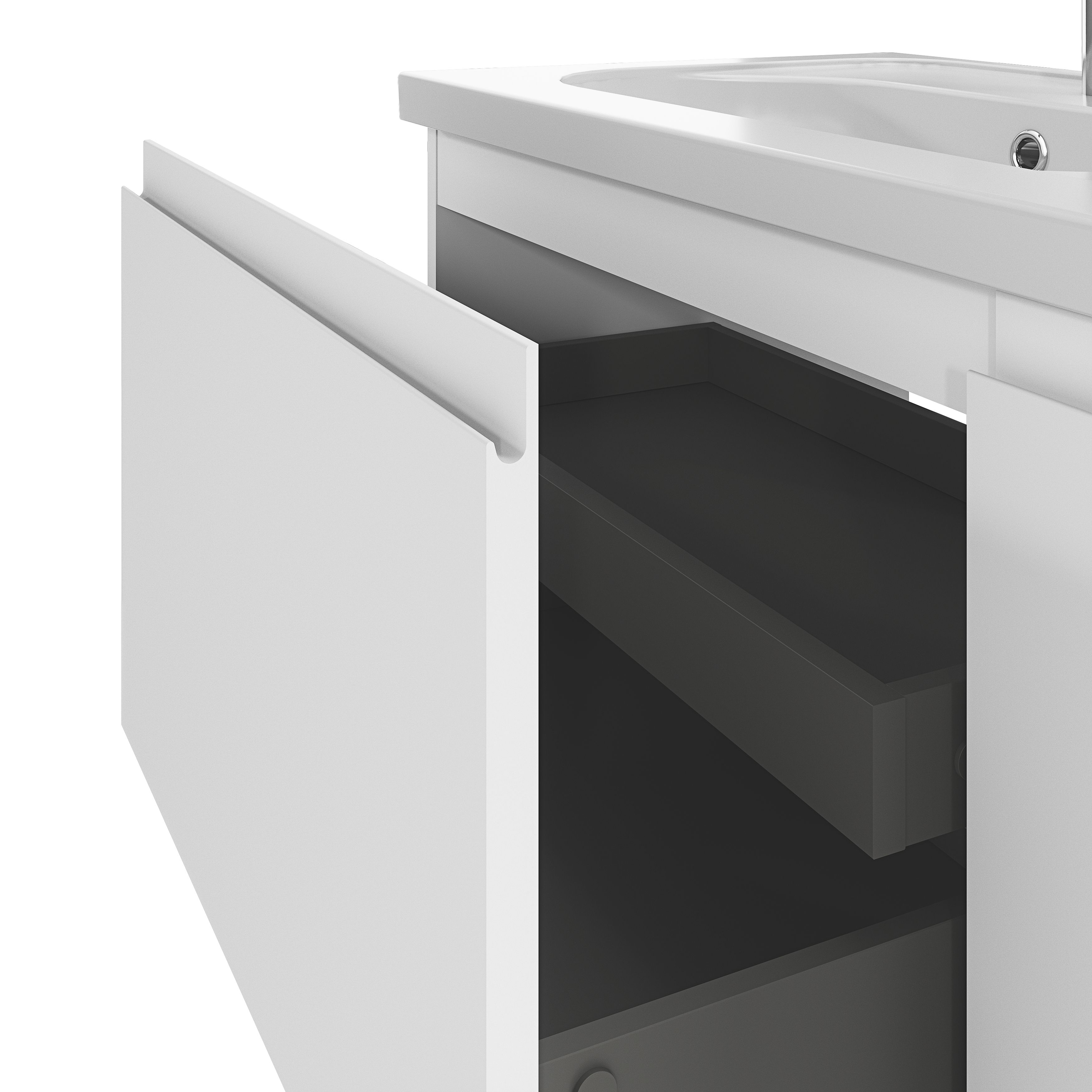 GoodHome Levanna Matt White Freestanding Vanity unit & basin set (W)800mm (H)850mm
