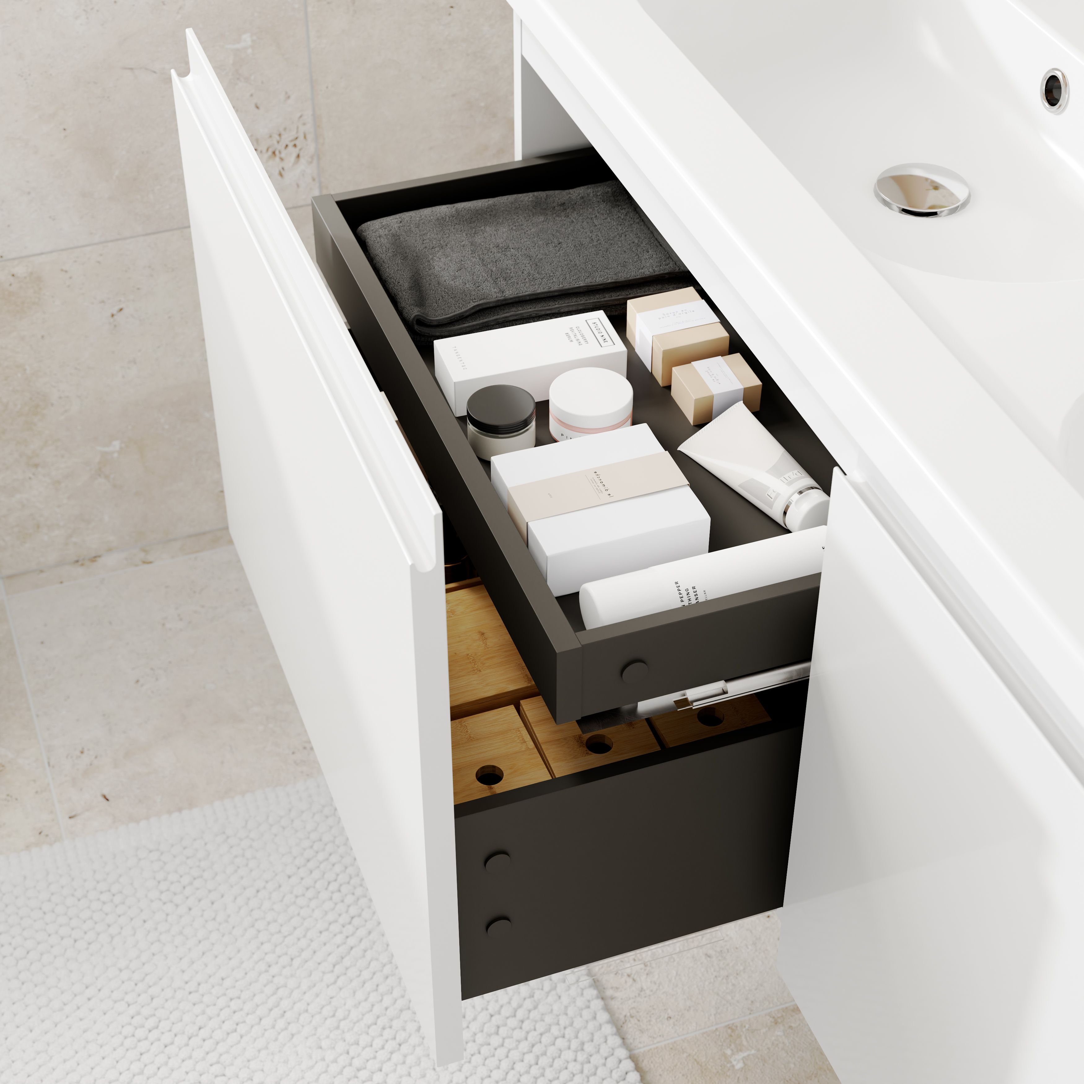 GoodHome Levanna Matt White Wall-mounted Vanity unit & basin set (W)1200mm (H)480mm