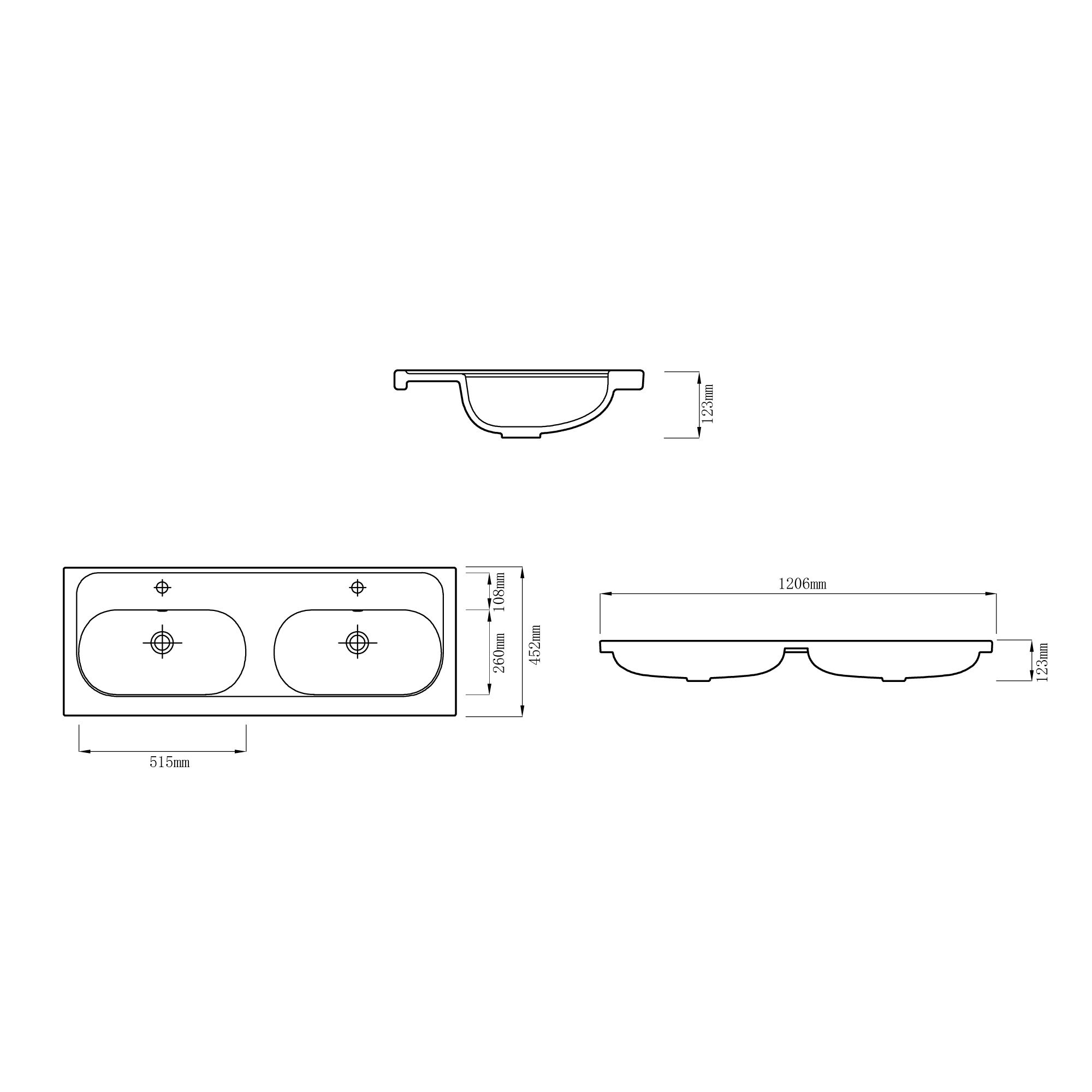 GoodHome Levanna Matt White Wall-mounted Vanity unit & basin set (W)1200mm (H)480mm