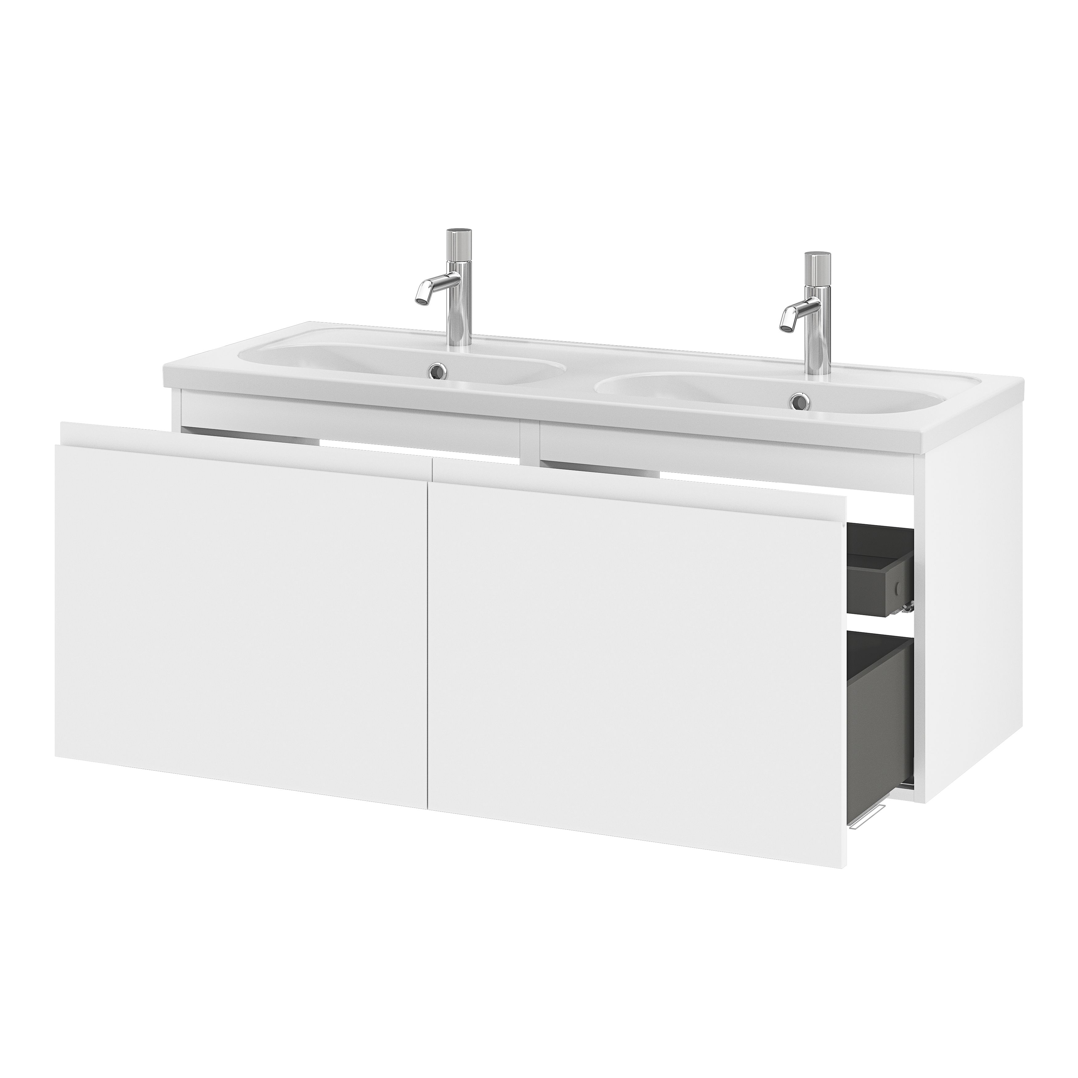 GoodHome Levanna Matt White Wall-mounted Vanity unit & basin set (W)1200mm (H)480mm