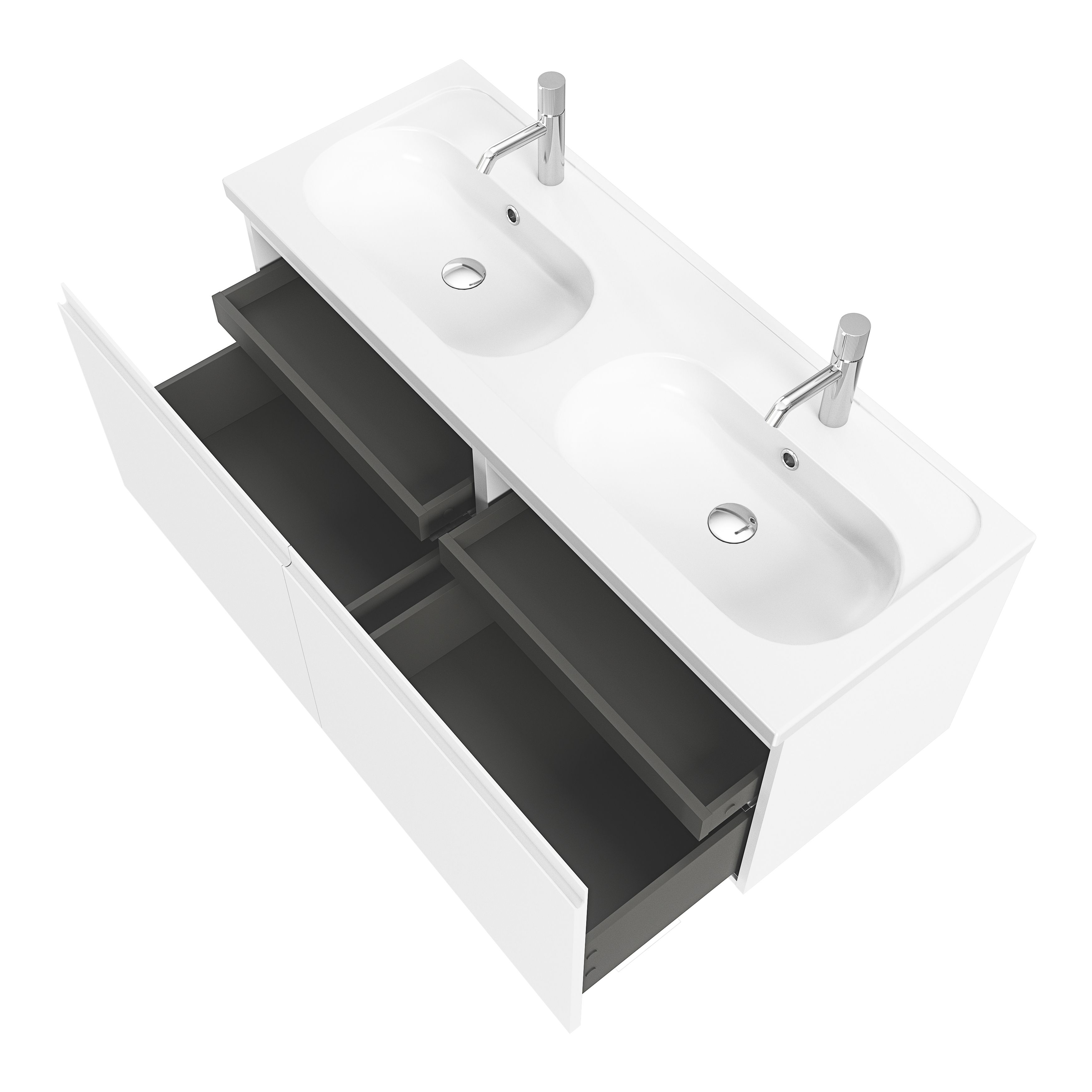 GoodHome Levanna Matt White Wall-mounted Vanity unit & basin set (W)1200mm (H)480mm