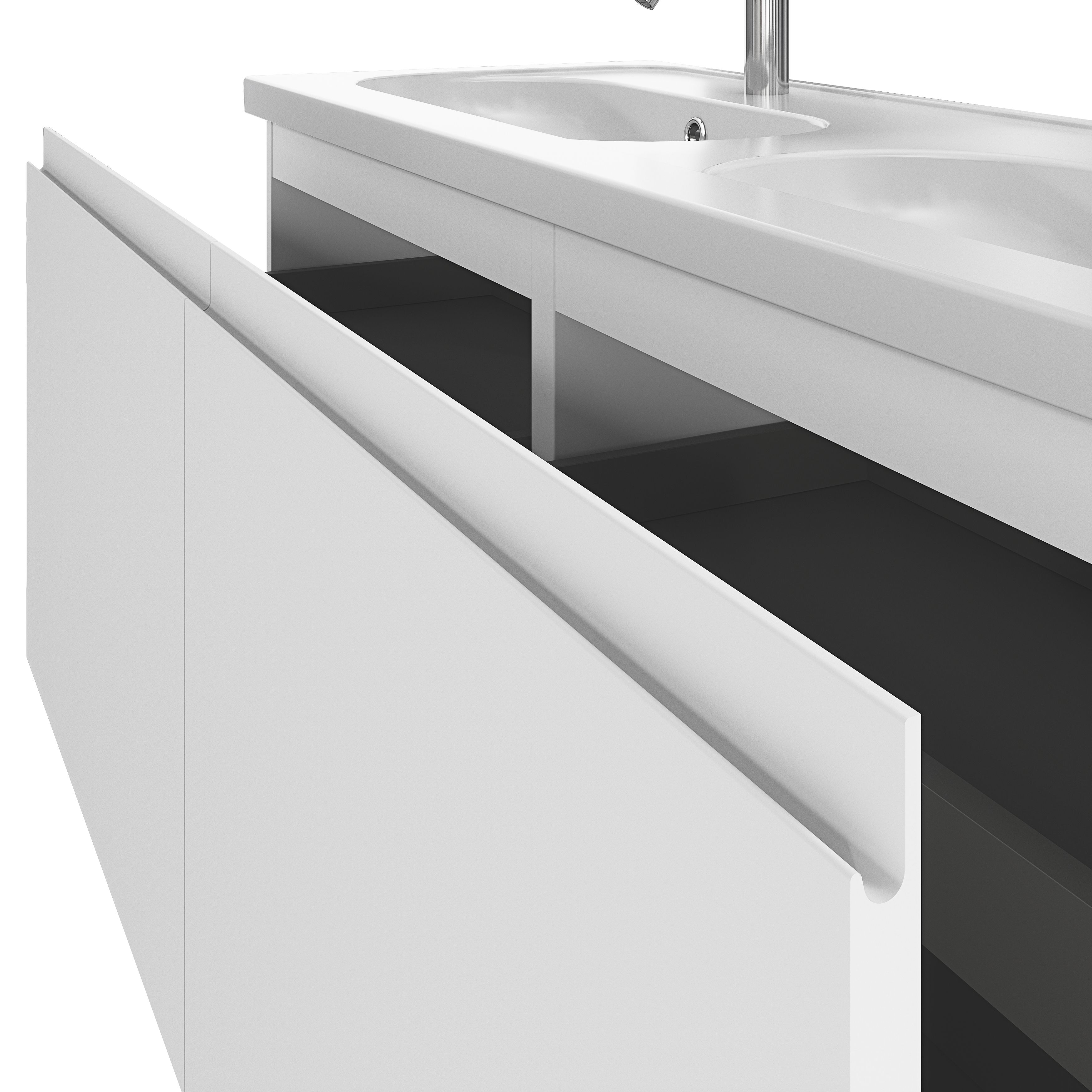 GoodHome Levanna Matt White Wall-mounted Vanity unit & basin set (W)1200mm (H)480mm