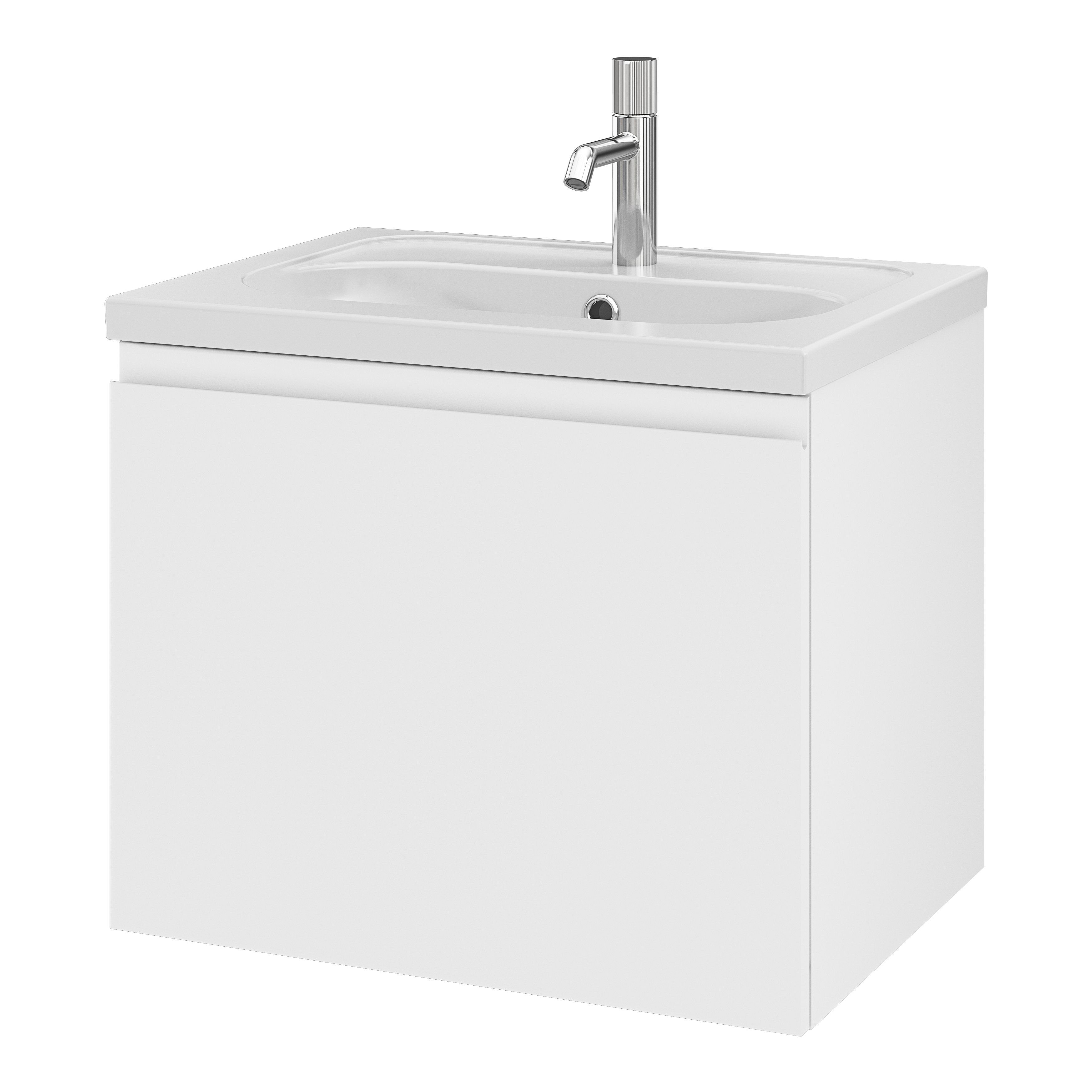 GoodHome Levanna Matt White Wall-mounted Vanity unit & basin set (W)600mm (H)480mm