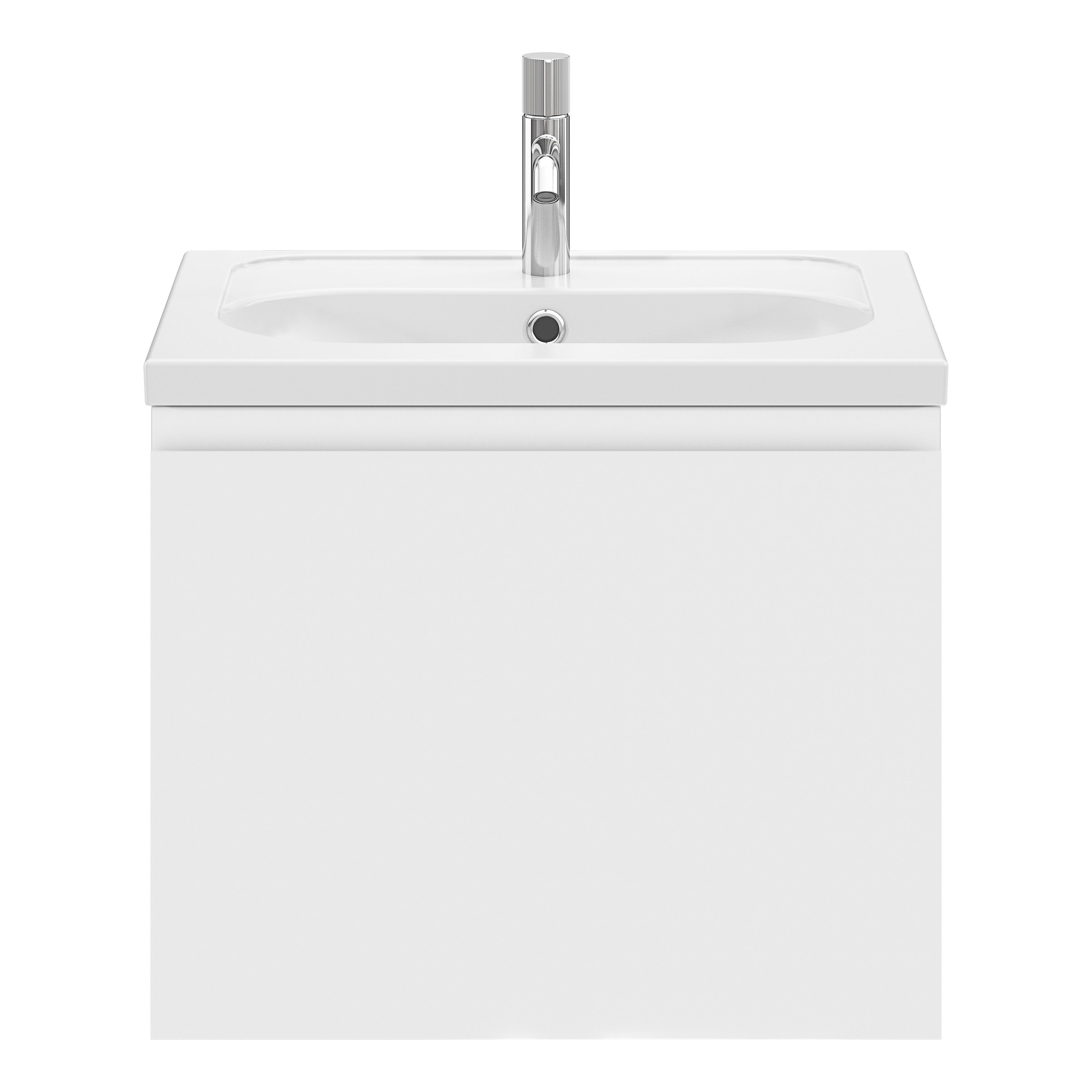GoodHome Levanna Matt White Wall-mounted Vanity unit & basin set (W)600mm (H)480mm
