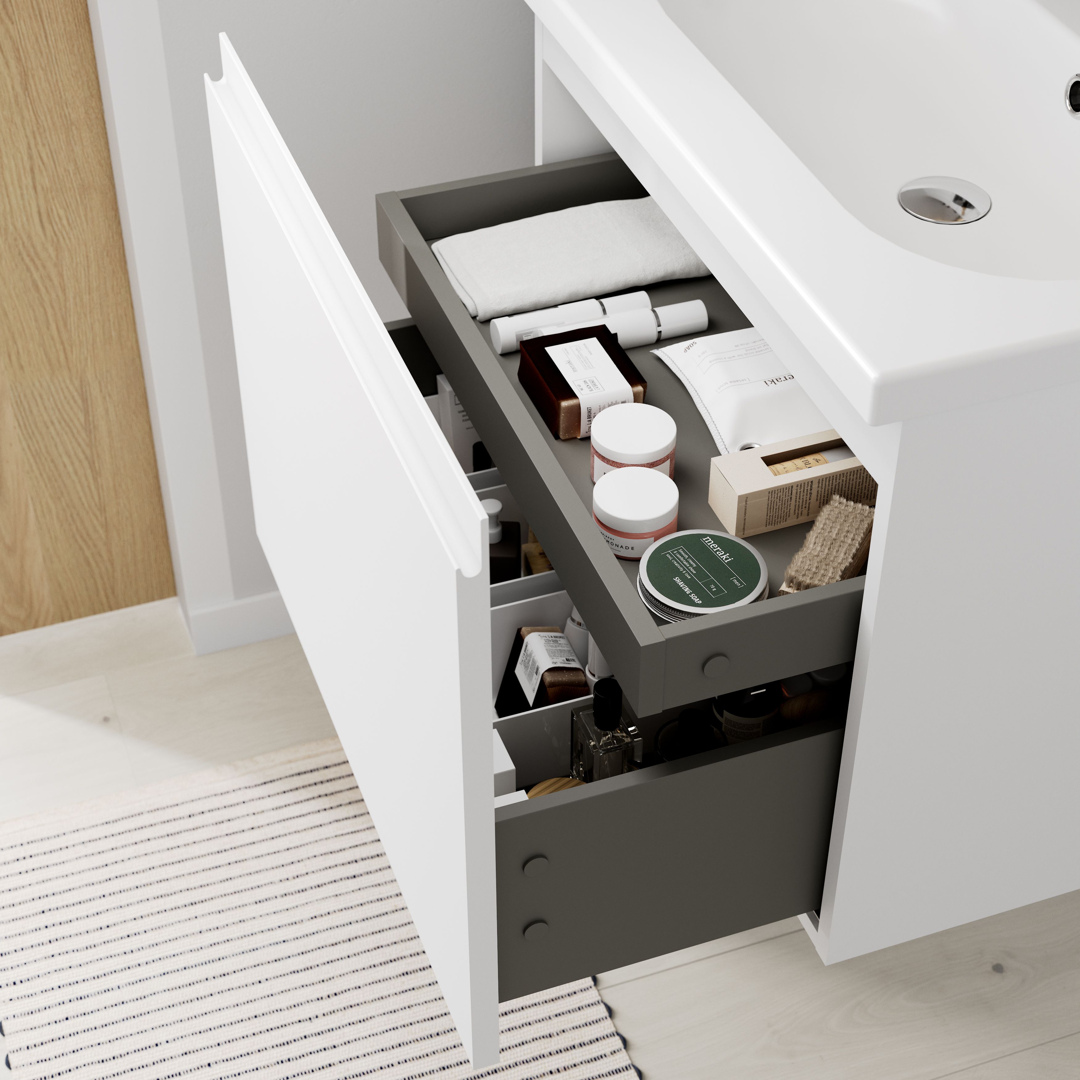 GoodHome Levanna Matt White Wall-mounted Vanity unit & basin set (W)600mm (H)480mm