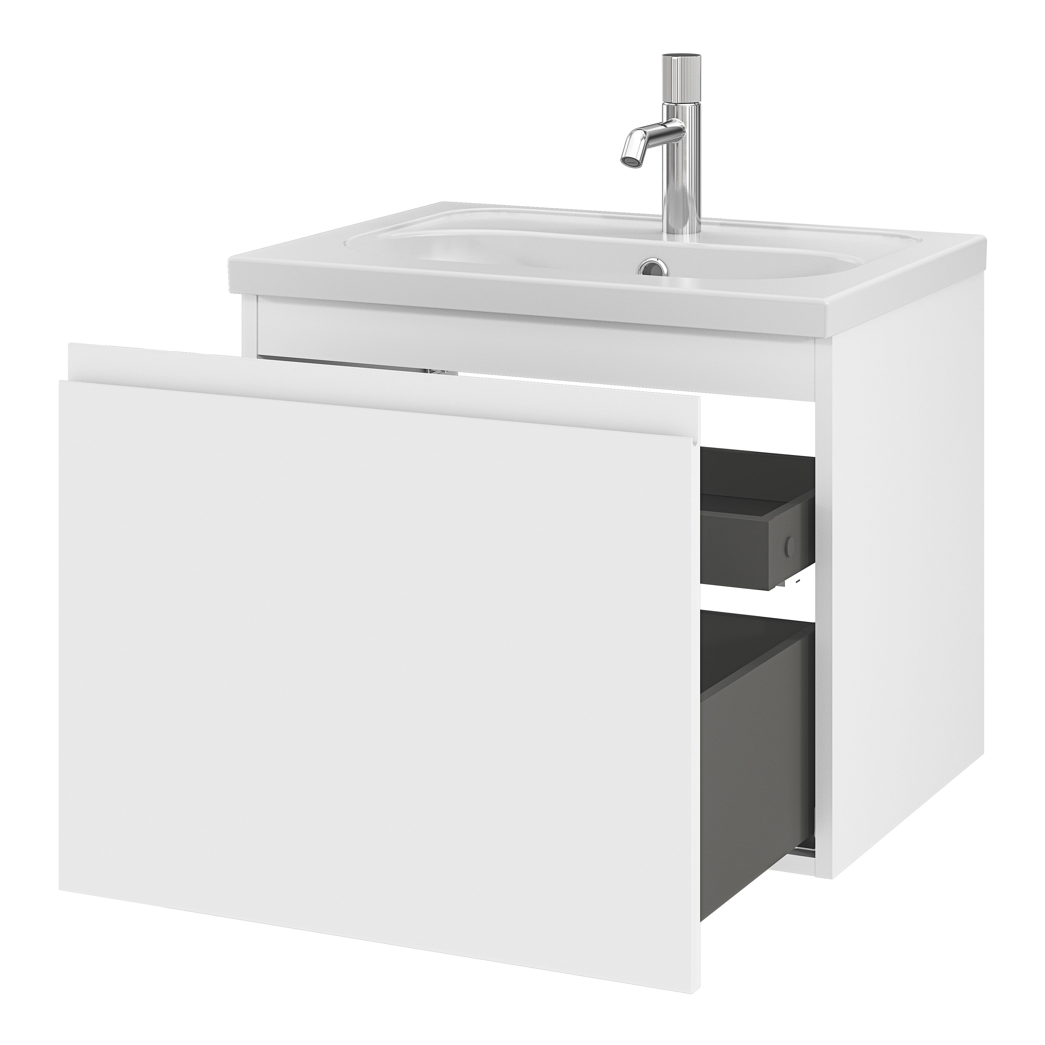GoodHome Levanna Matt White Wall-mounted Vanity unit & basin set (W)600mm (H)480mm