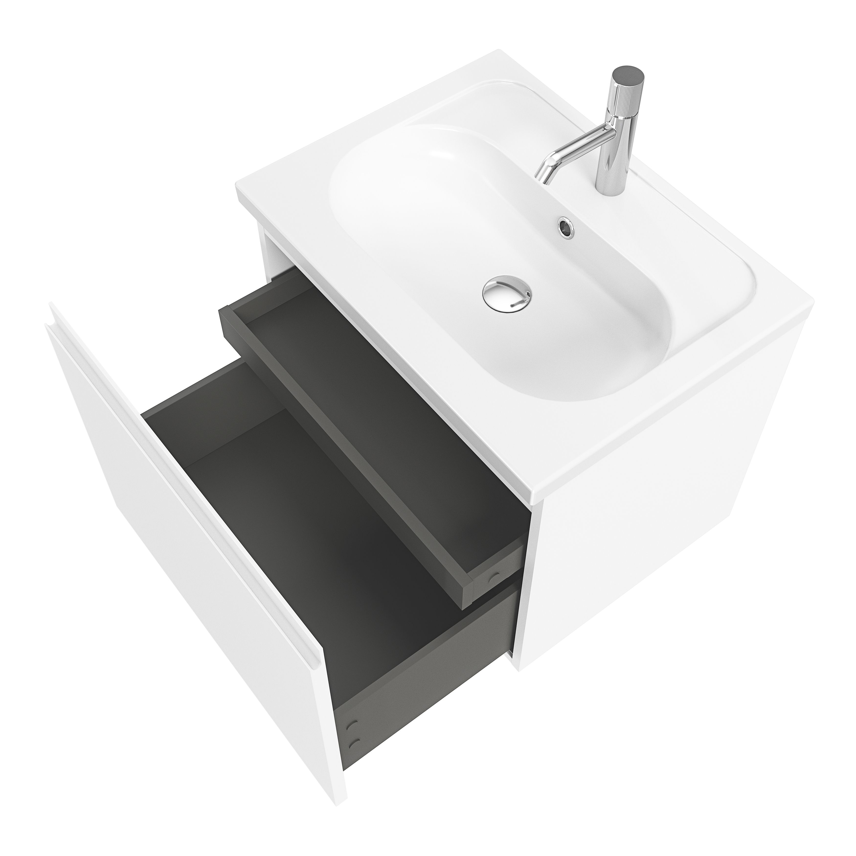 GoodHome Levanna Matt White Wall-mounted Vanity unit & basin set (W)600mm (H)480mm