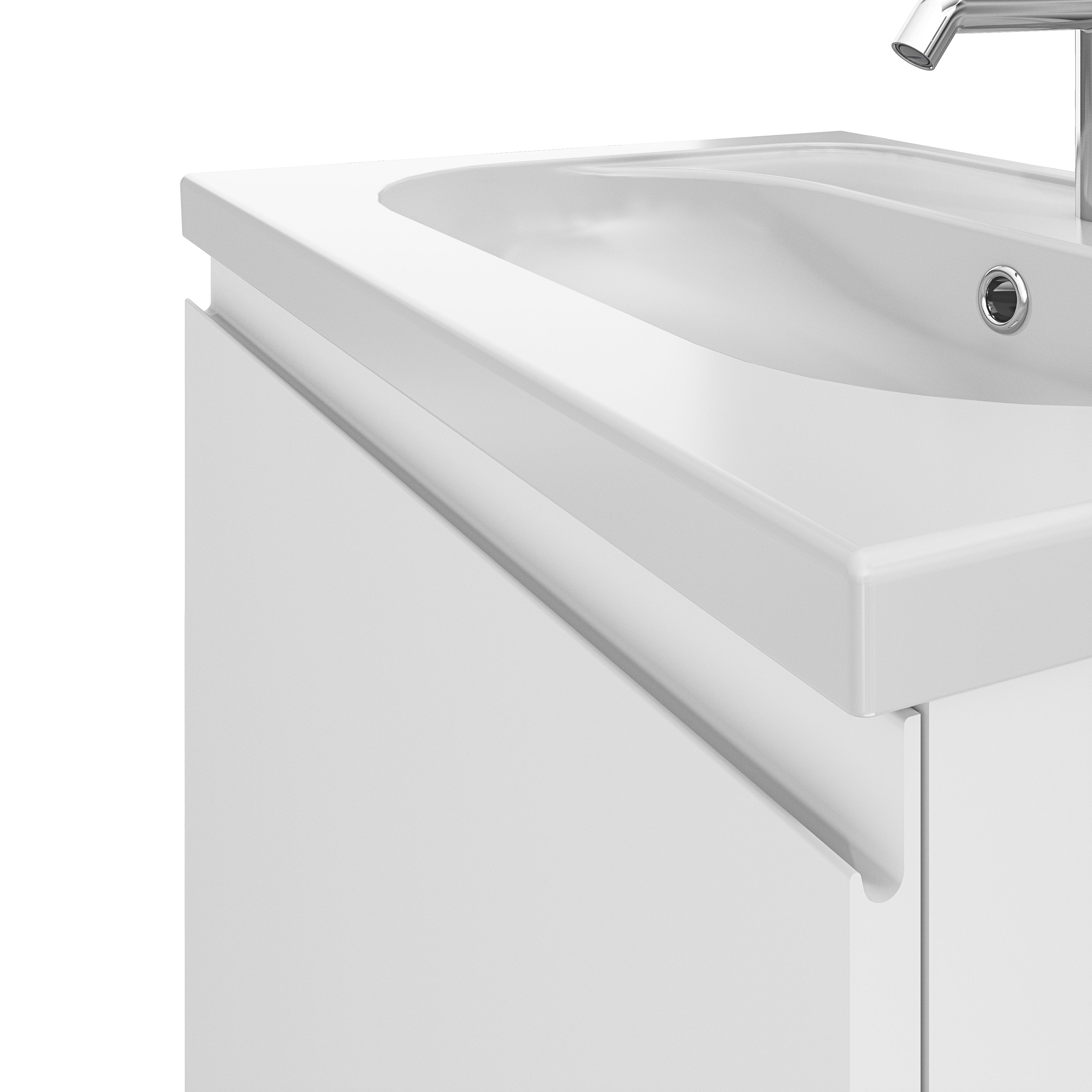 GoodHome Levanna Matt White Wall-mounted Vanity unit & basin set (W)600mm (H)480mm