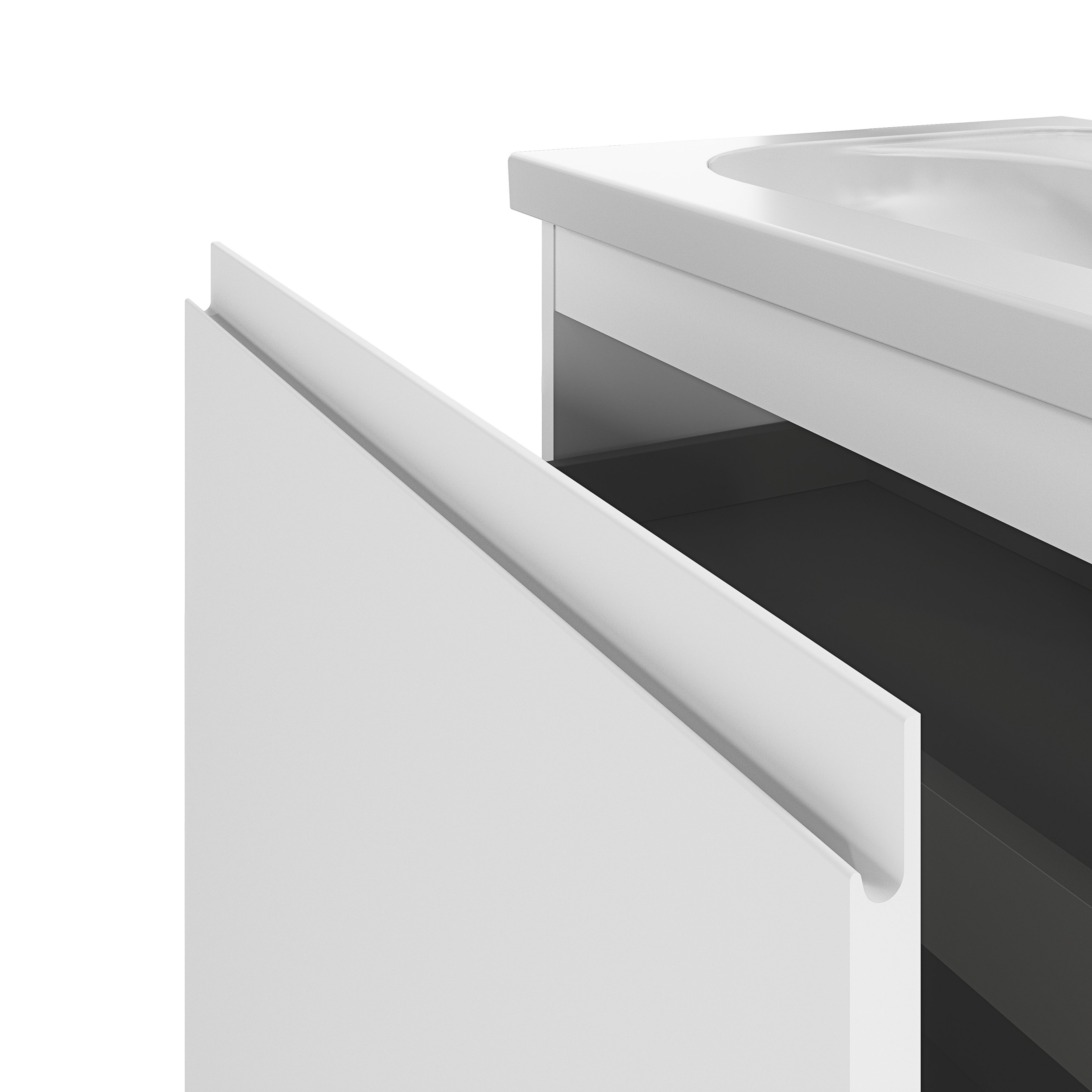 GoodHome Levanna Matt White Wall-mounted Vanity unit & basin set (W)600mm (H)480mm