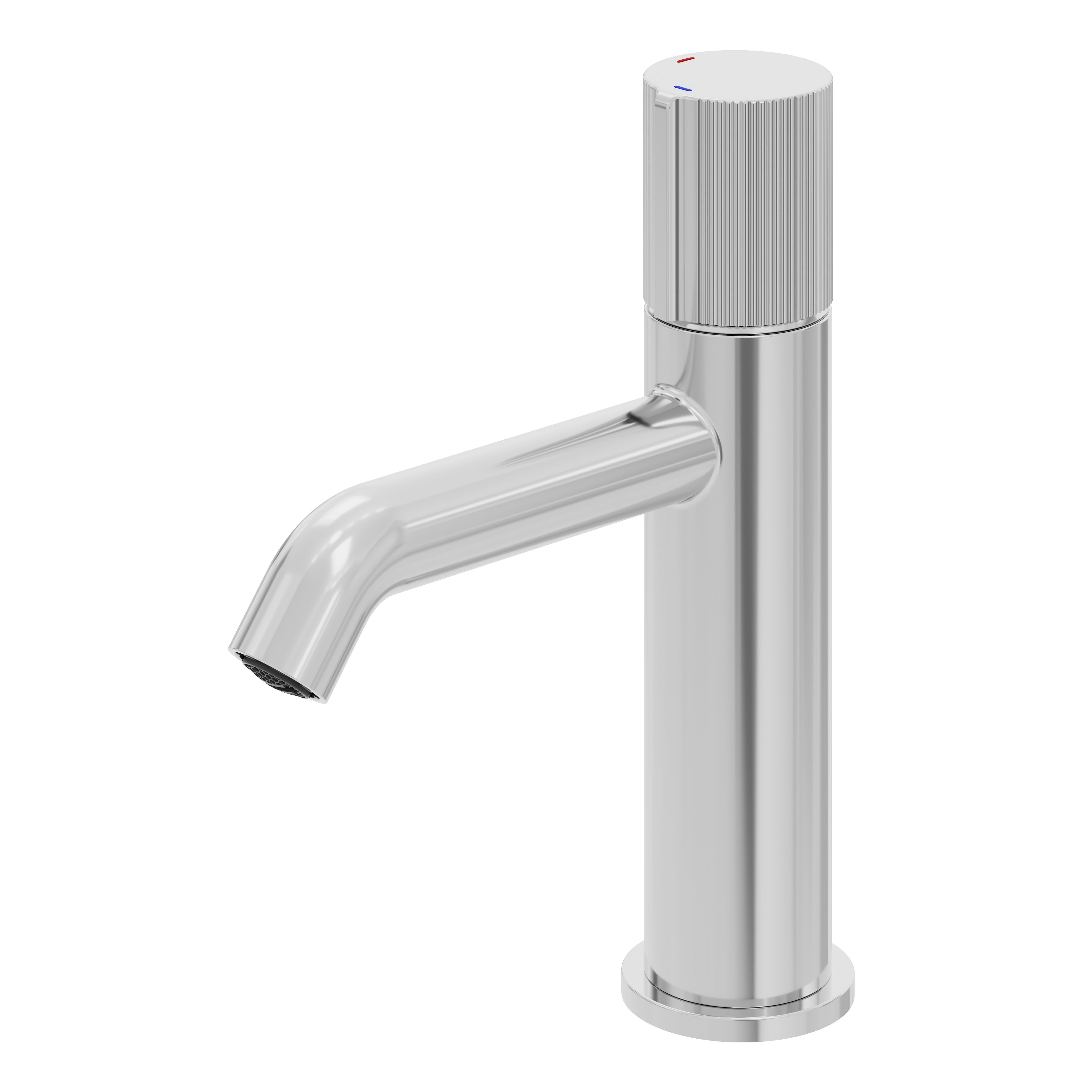 GoodHome Levanna Medium Gloss Chrome effect Round Deck-mounted Manual Basin Mixer Tap