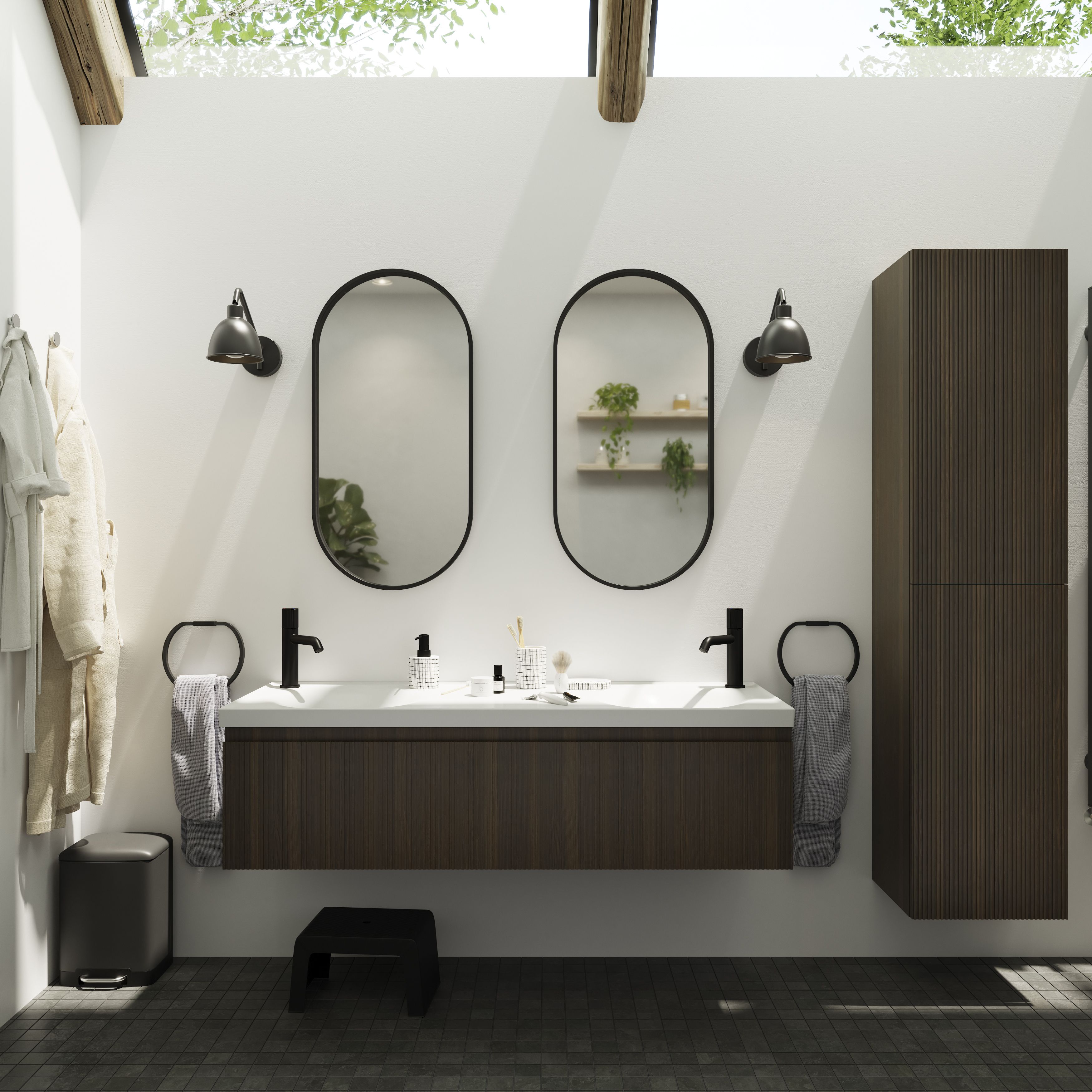 GoodHome Levanna Medium Matt Black Round Basin Mixer Tap