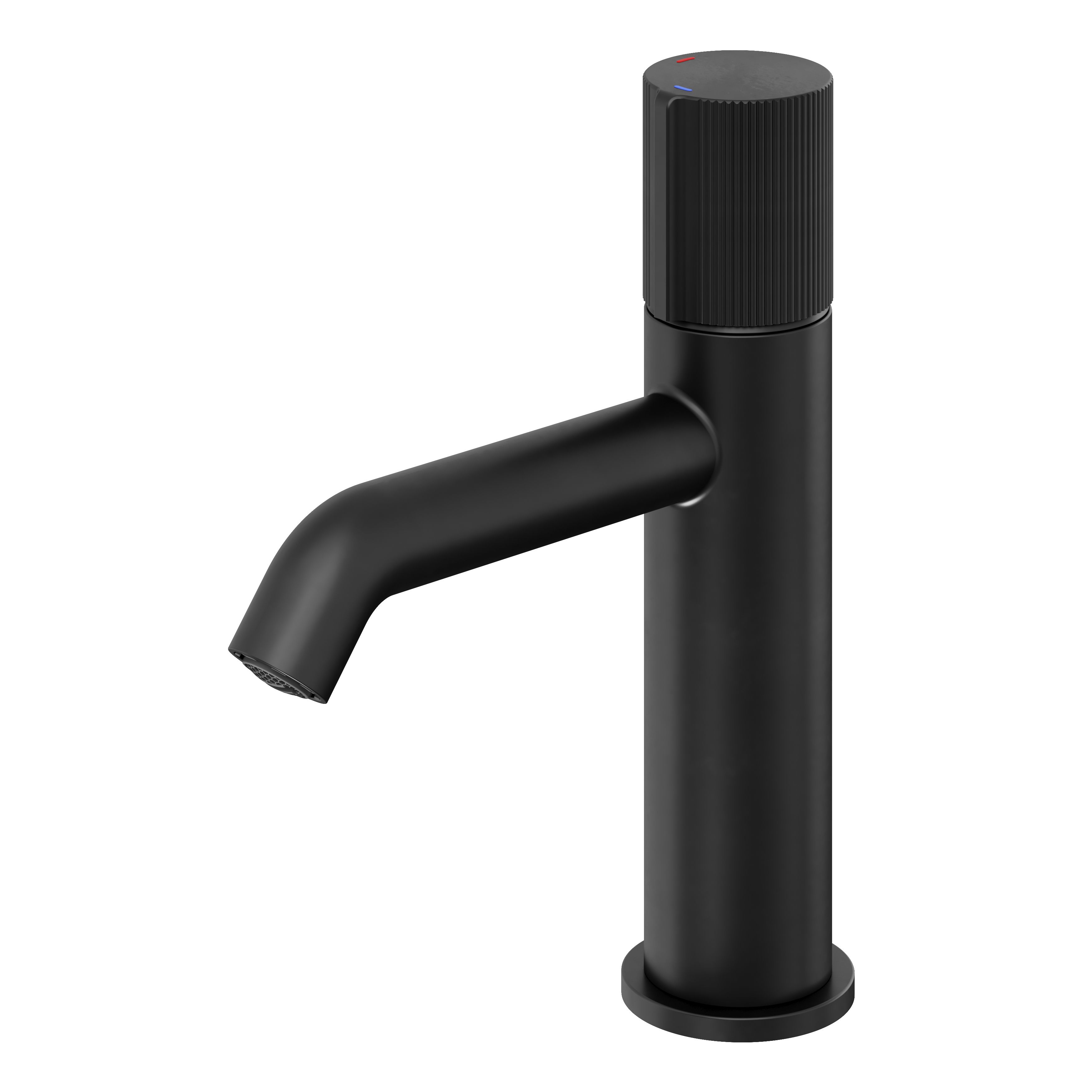 GoodHome Levanna Medium Matt Black Round Deck-mounted Manual Basin Mixer Tap