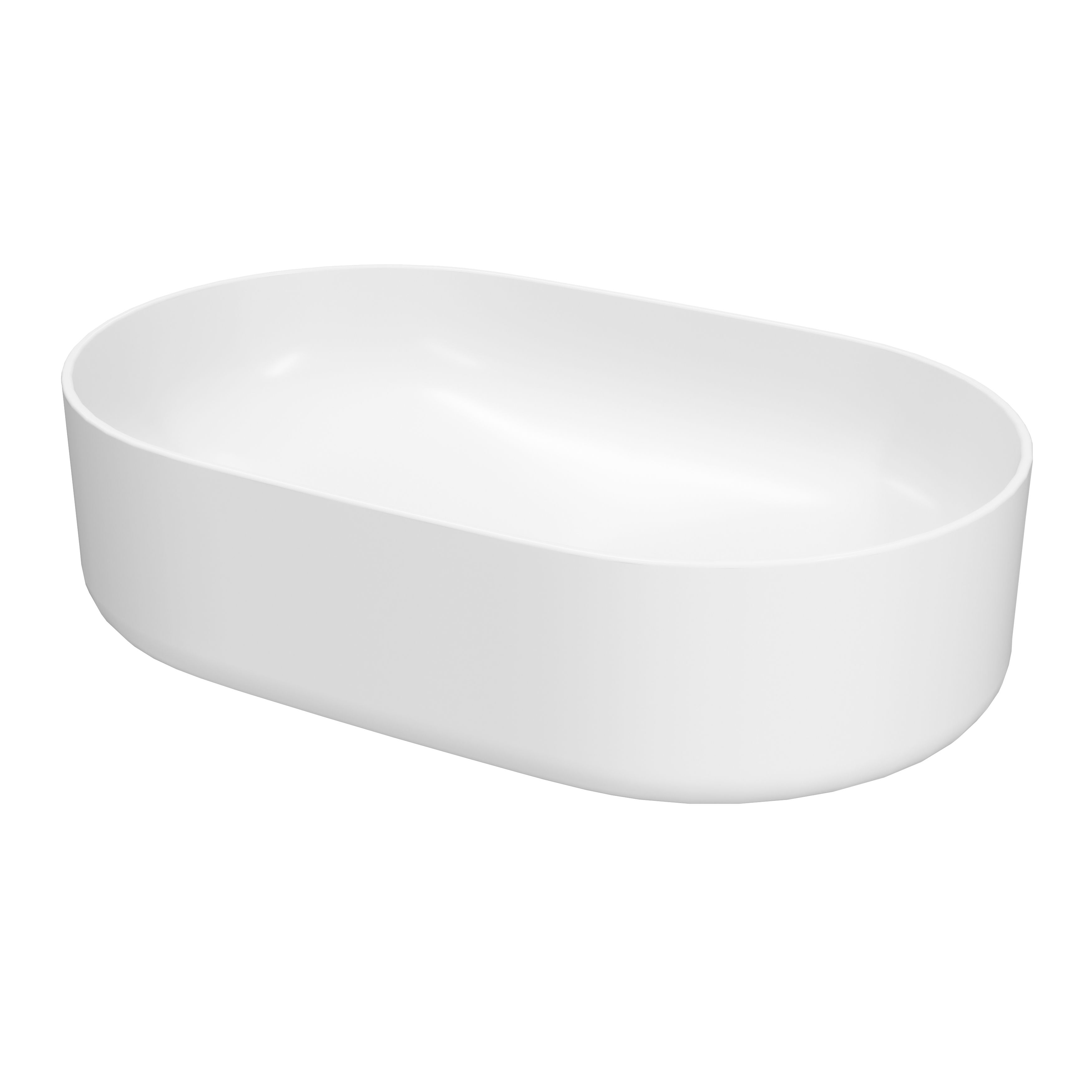 GoodHome Levanna Slim Gloss White Oblong Counter top Basin (W)48cm