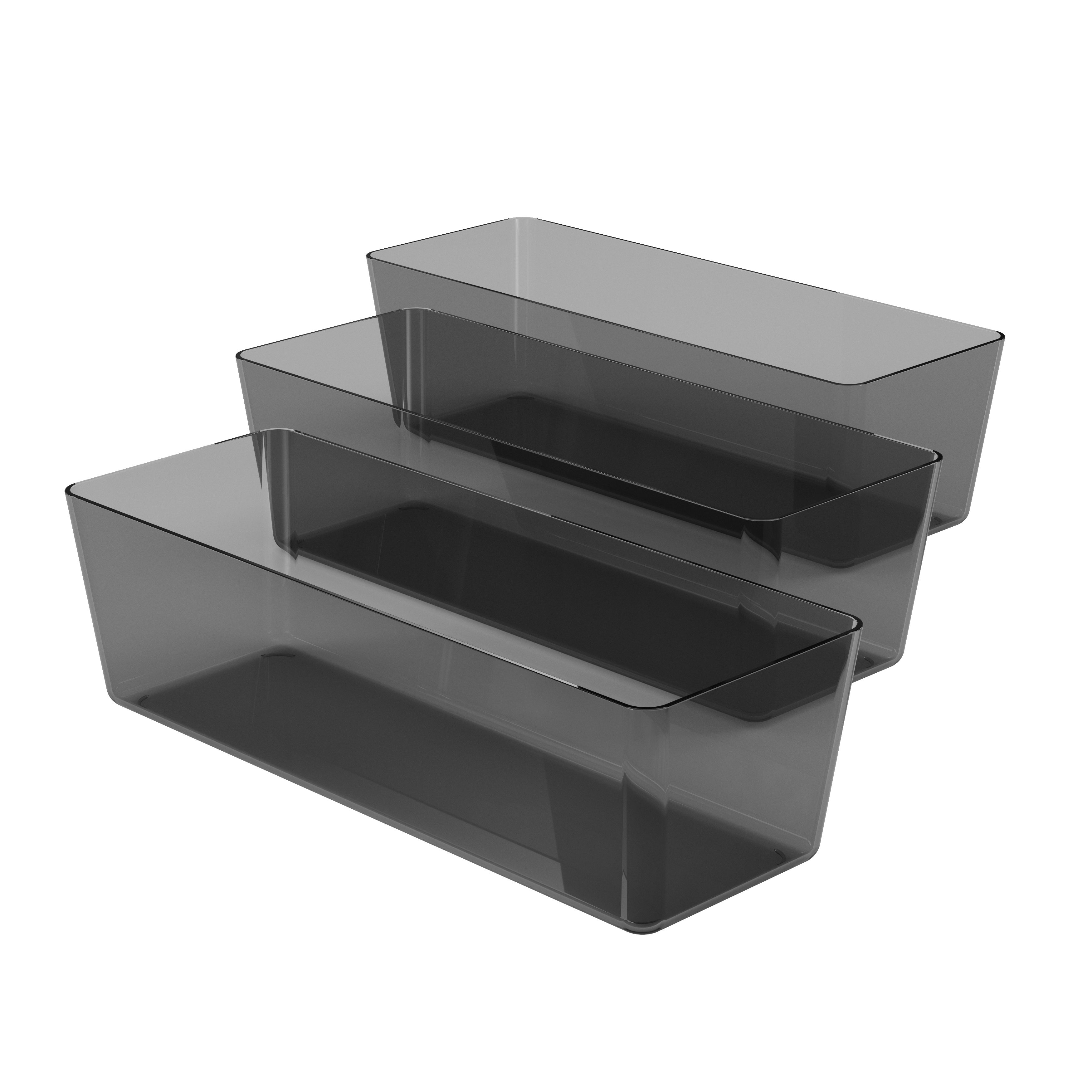 GoodHome Levanna Smoked grey Bathroom Organiser, Pack of 3 | DIY at B&Q