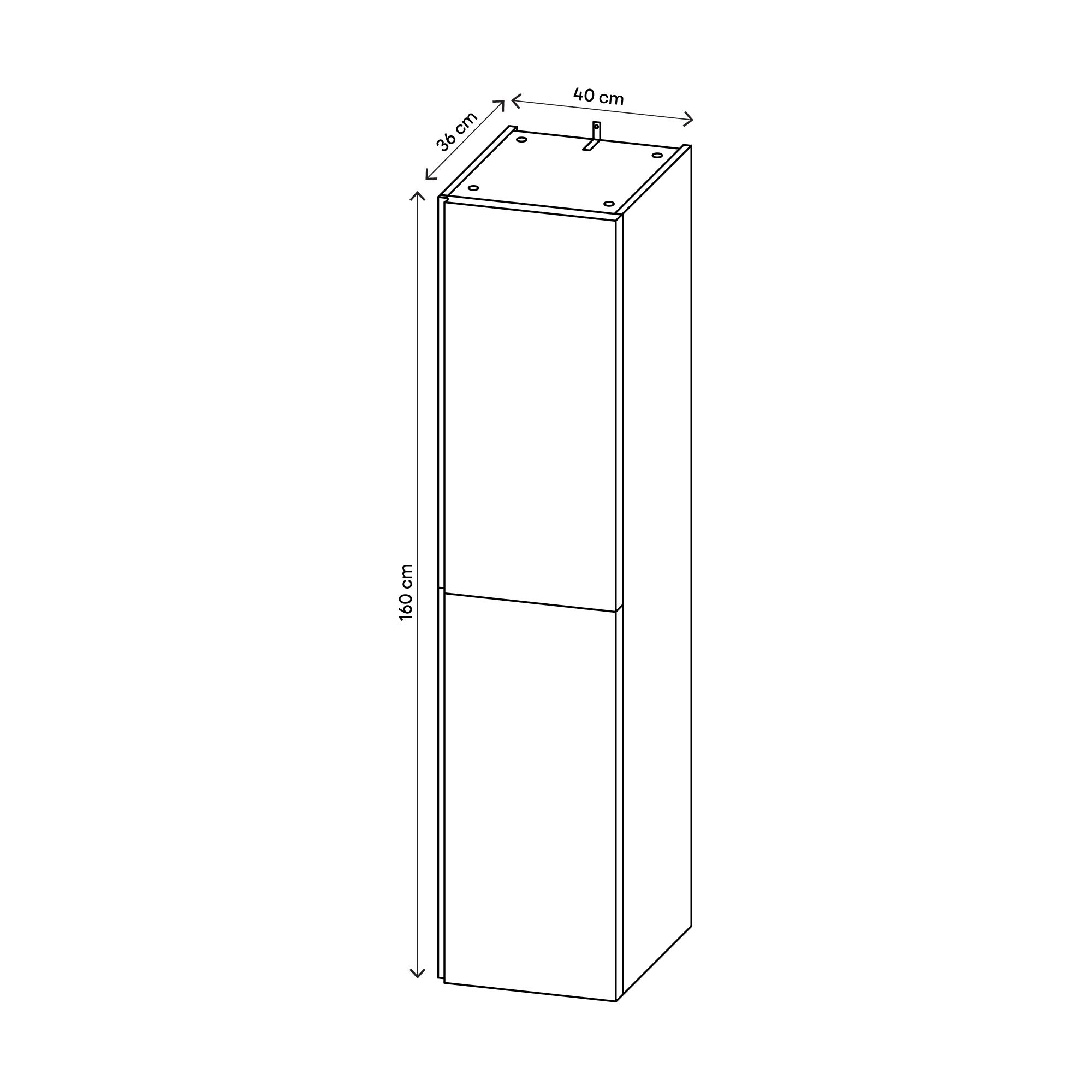 GoodHome Levanna Tall deep Matt Grey Double Bathroom Column cabinet (H)160cm (W)40cm