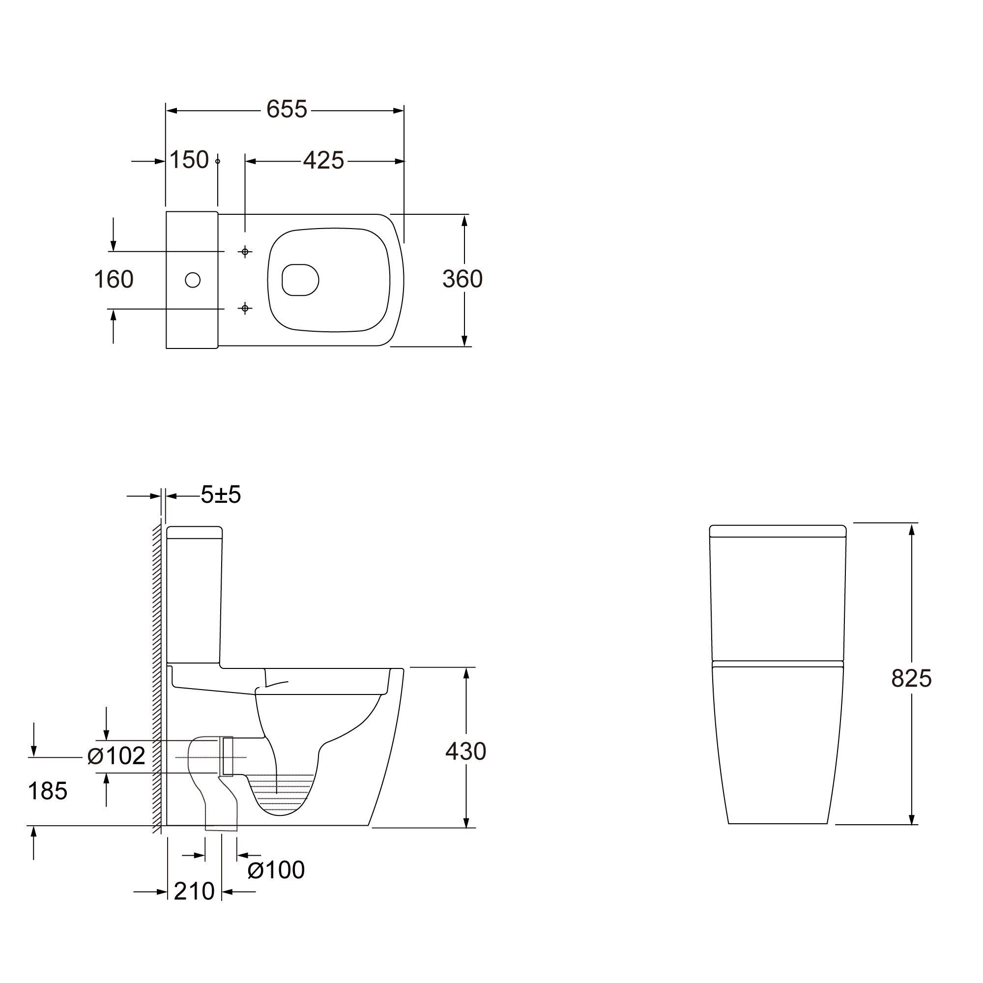 GoodHome Levanna White Close-coupled Square Toilet & cistern with Soft close seat & Close coupled cistern