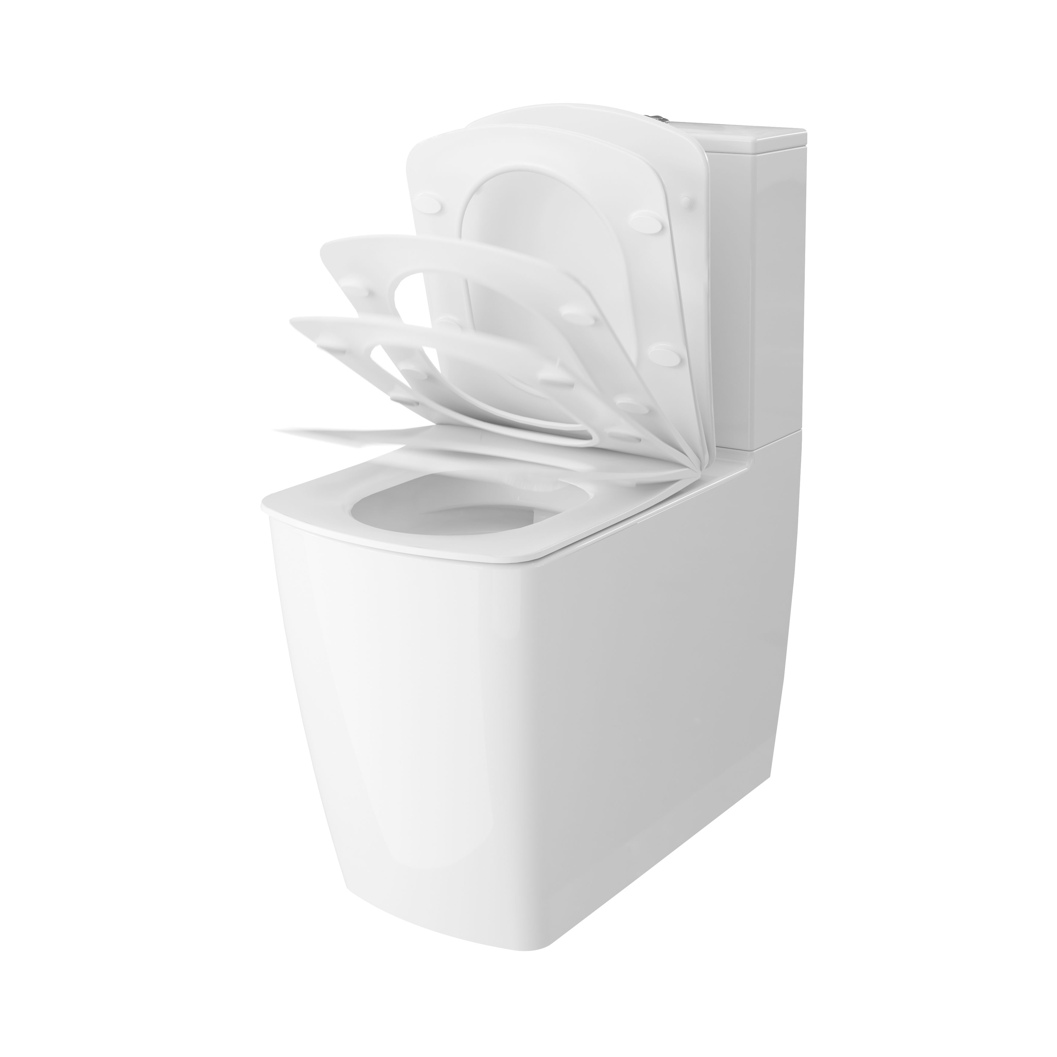 GoodHome Levanna White Close-coupled Square Toilet & cistern with Soft close seat & Close coupled cistern