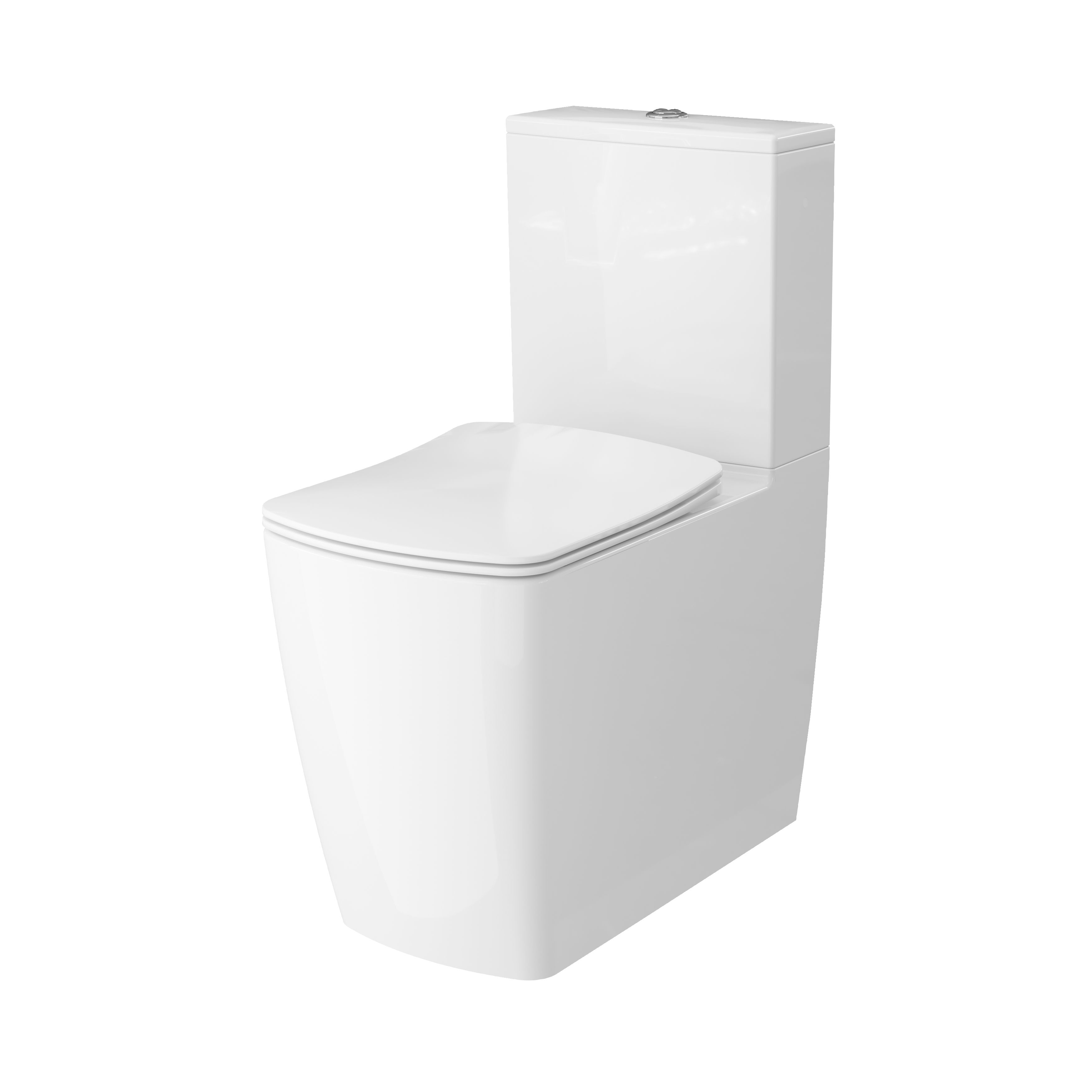 GoodHome Levanna White Close-coupled Square Toilet & cistern with Soft close seat