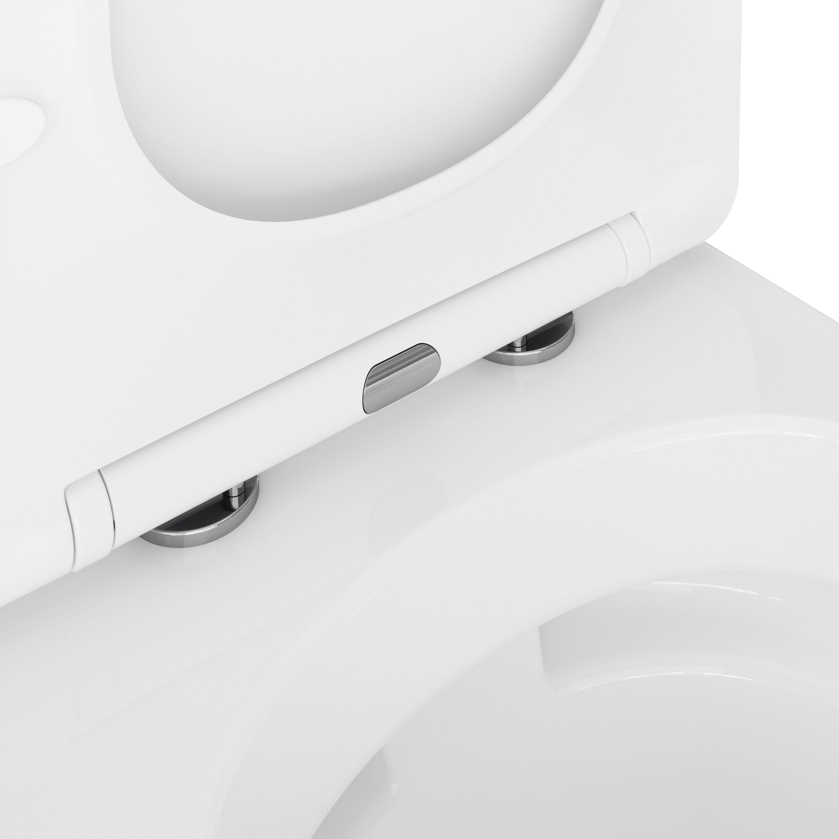 GoodHome Levanna White Rimless Back to wall Square Toilet pan with Soft close seat